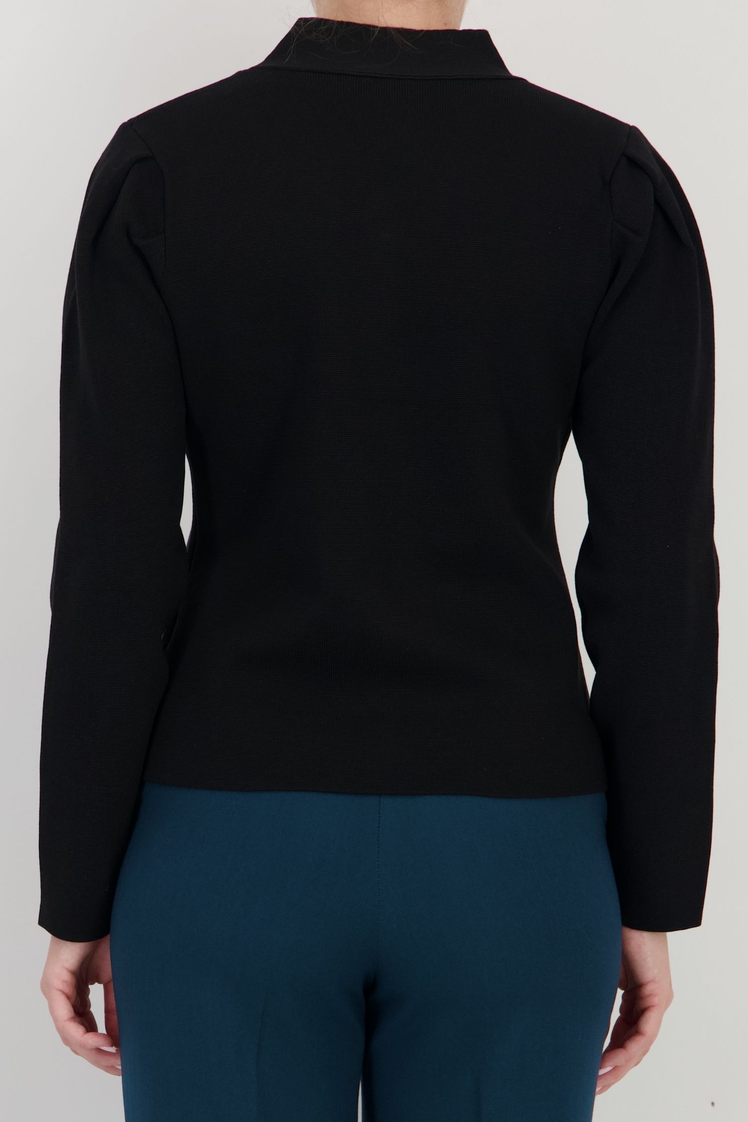 Cardigan negru larg din tricot fin, cu guler tip eșarfă 5 - StarShinerS.ro