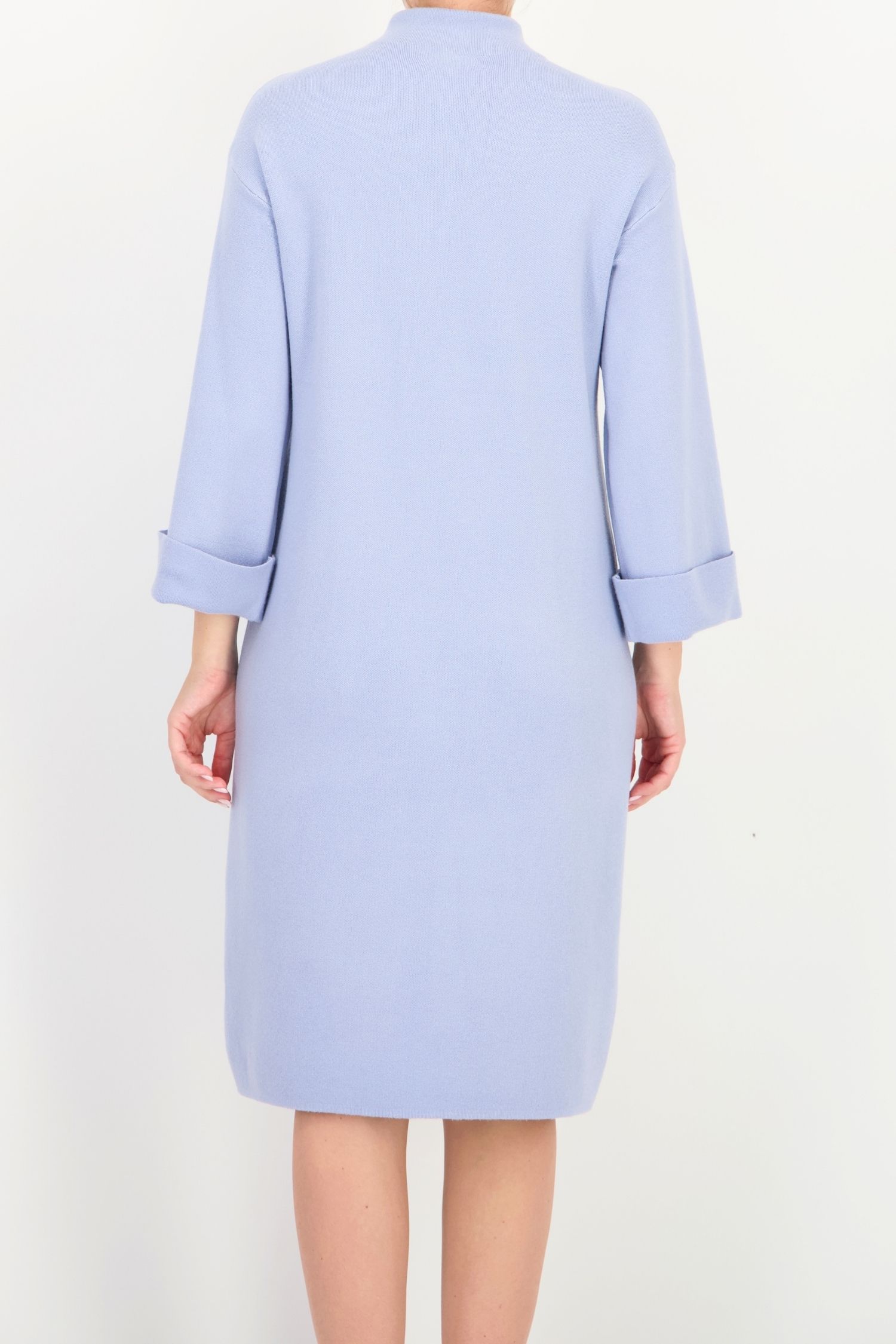 Rochie larga albastra deschisa din tricot pana la genunchi 5 - StarShinerS.ro