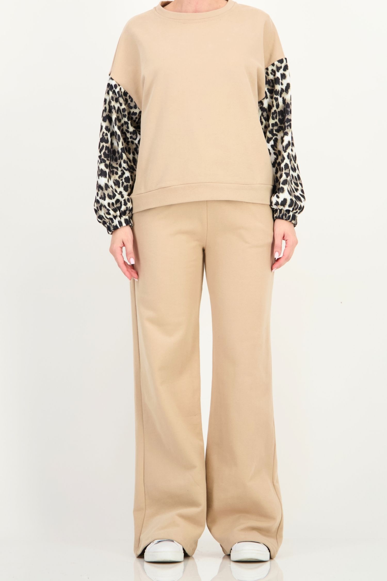 Trening larg bej lung animal print din bumbac 5 - StarShinerS.ro