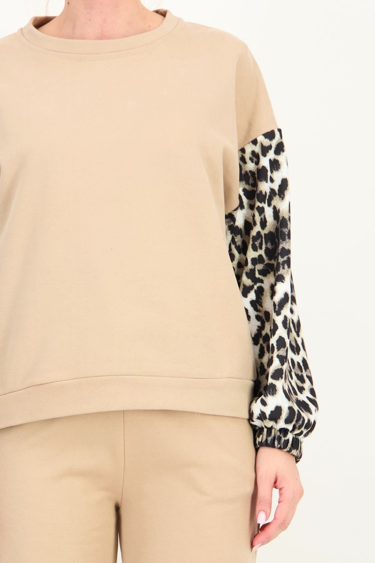 Trening larg bej lung animal print din bumbac 3 - StarShinerS.ro