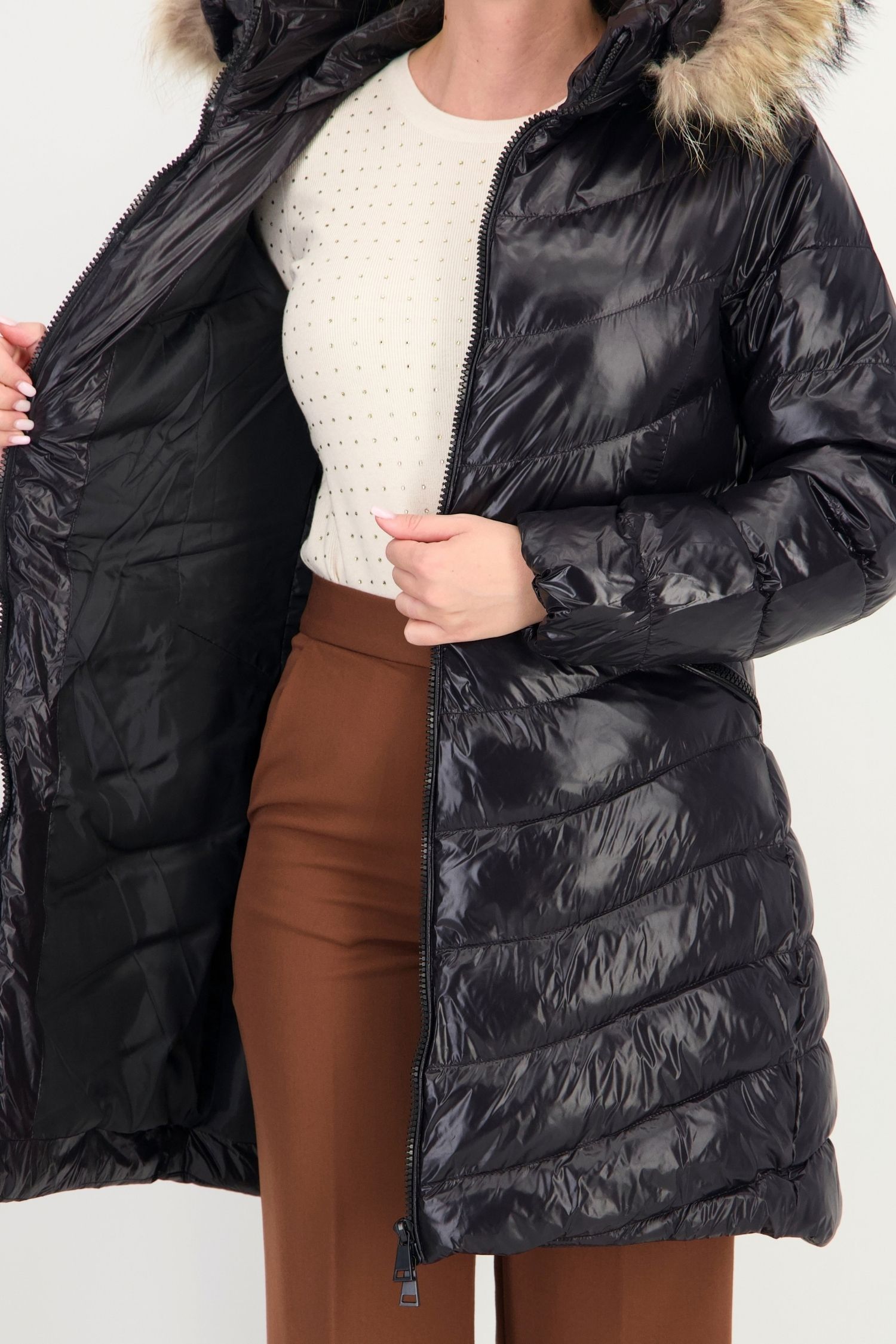 Geaca cambrata neagra groasa din fas 5 - StarShinerS.ro