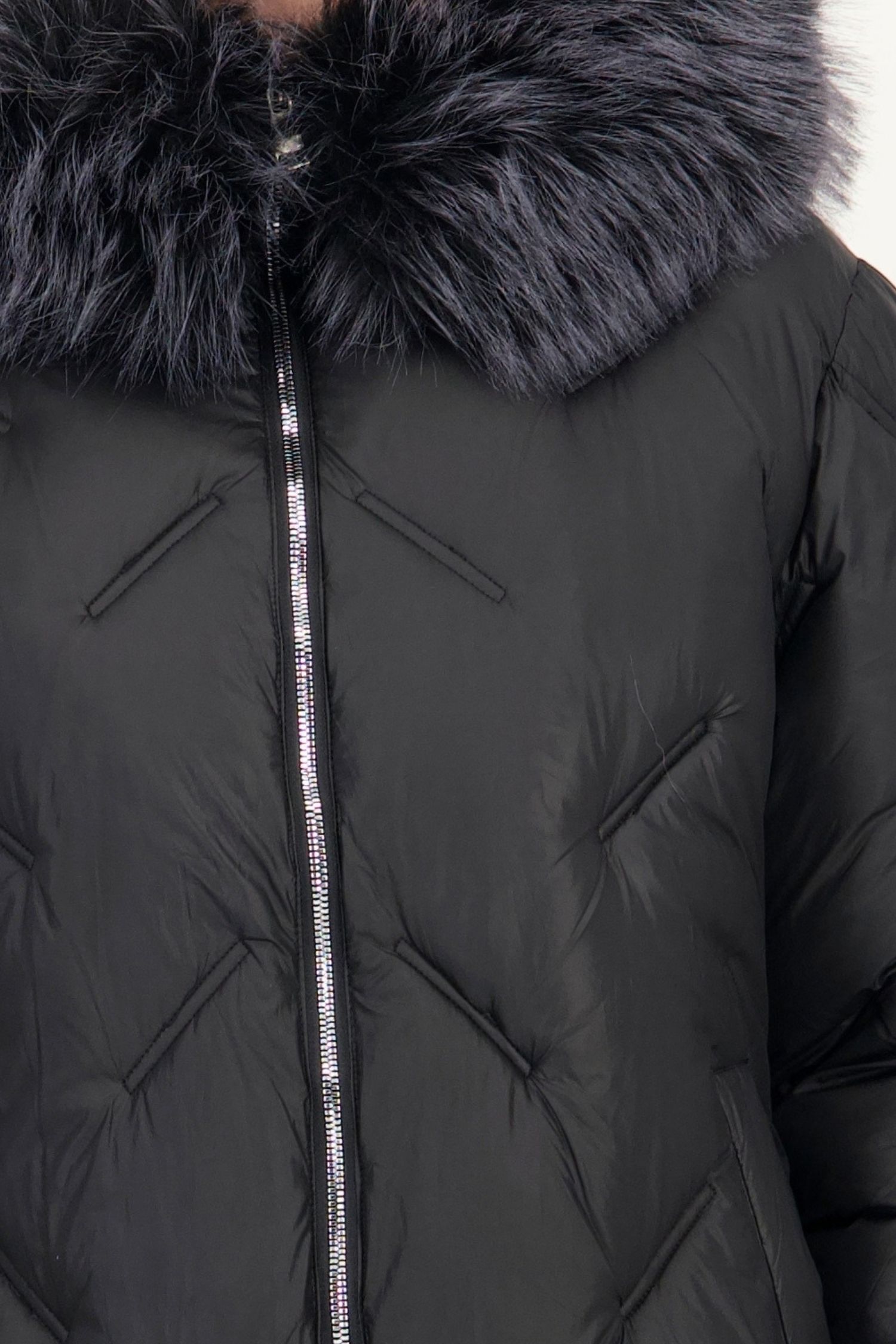 Geaca larga neagra maneca lunga din fas 5 - StarShinerS.ro