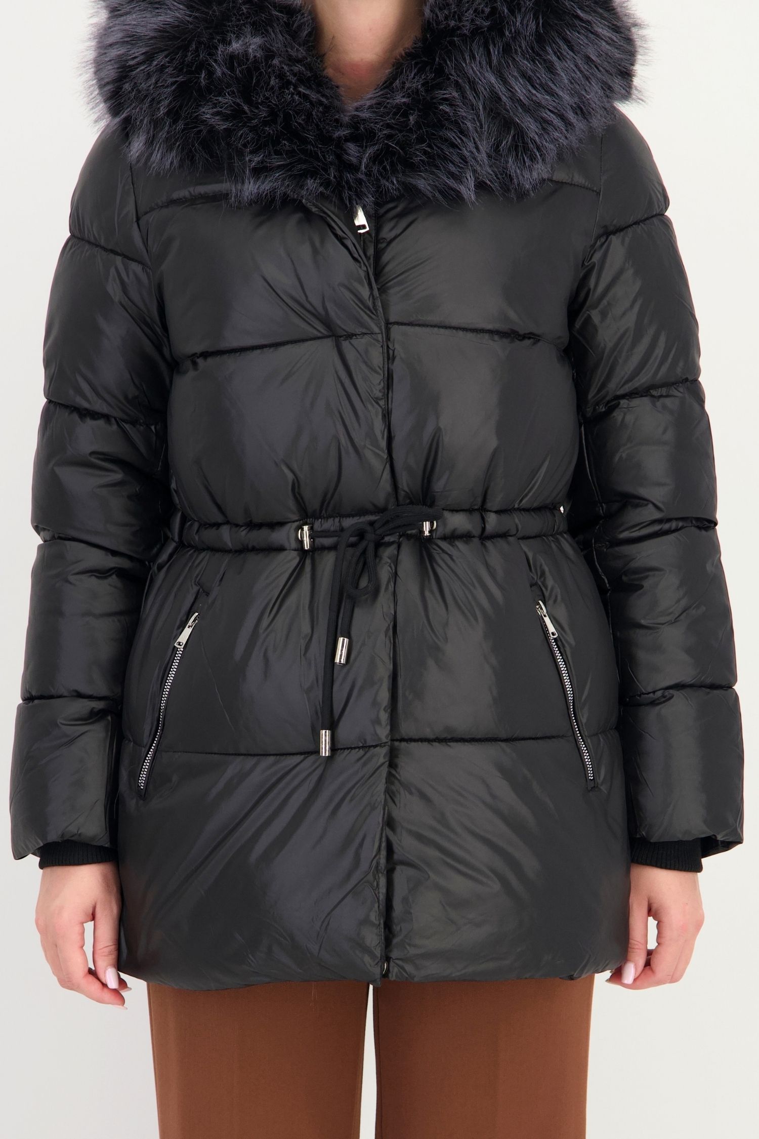 Geaca larga neagra groasa din fas 5 - StarShinerS.ro