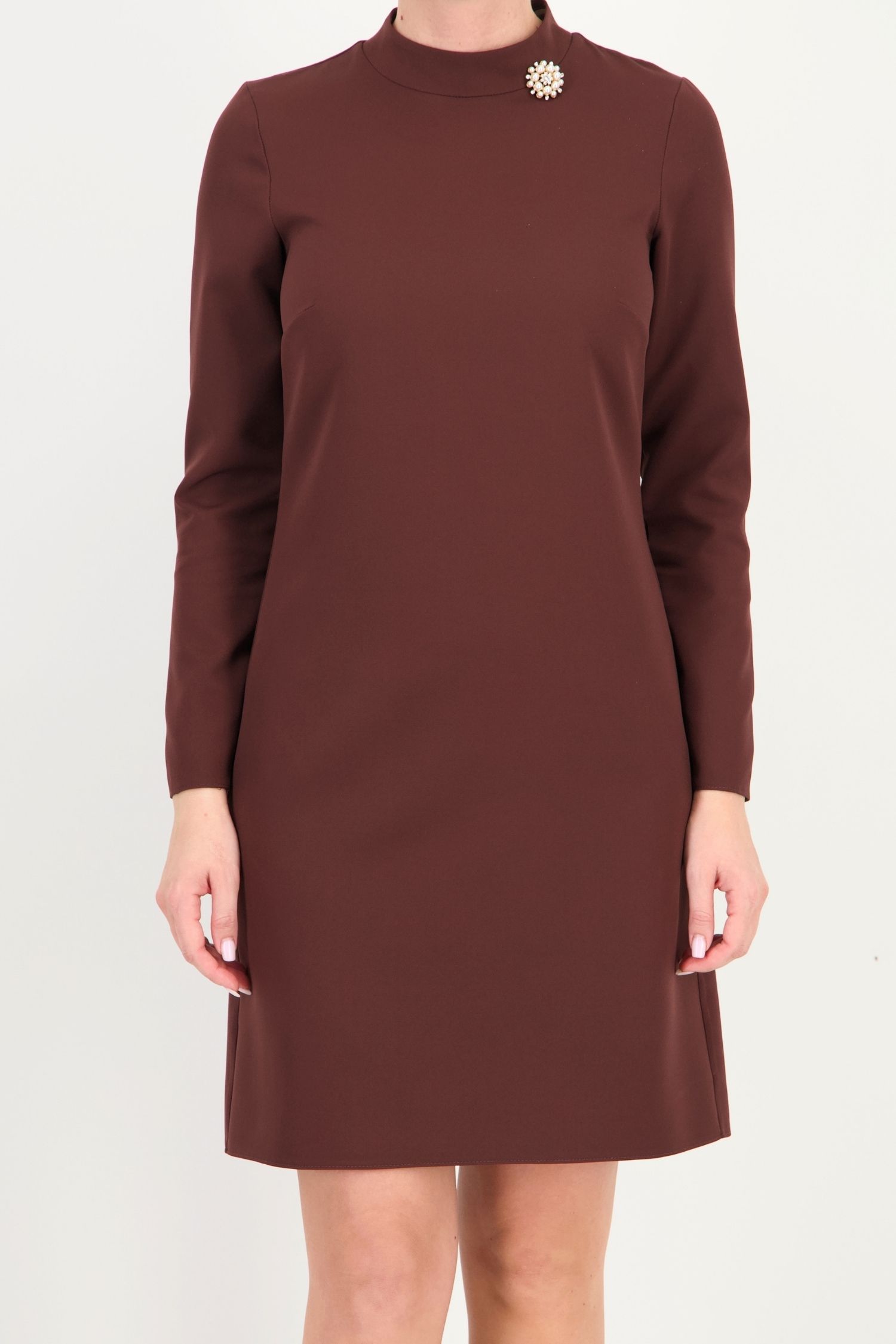 Rochie maro scurtă și largă din stofă elastică 3 - StarShinerS.ro