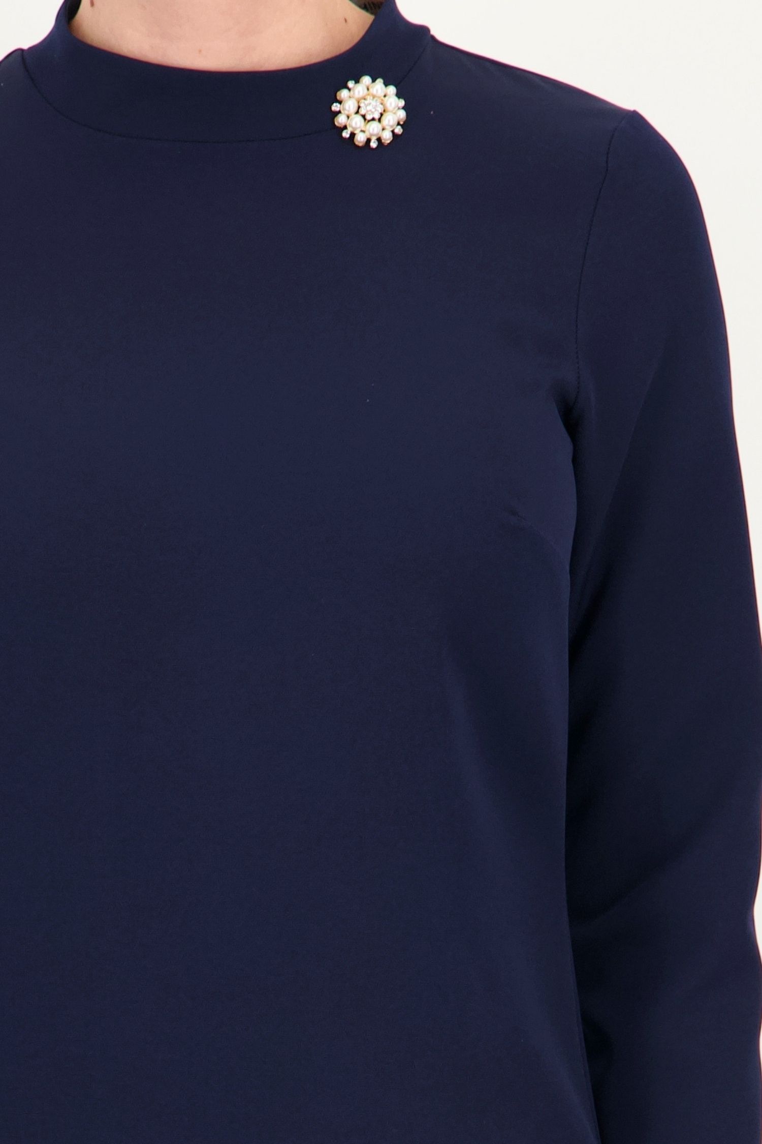Rochie bleumarin scurtă și largă din stofă elastică 5 - StarShinerS.ro