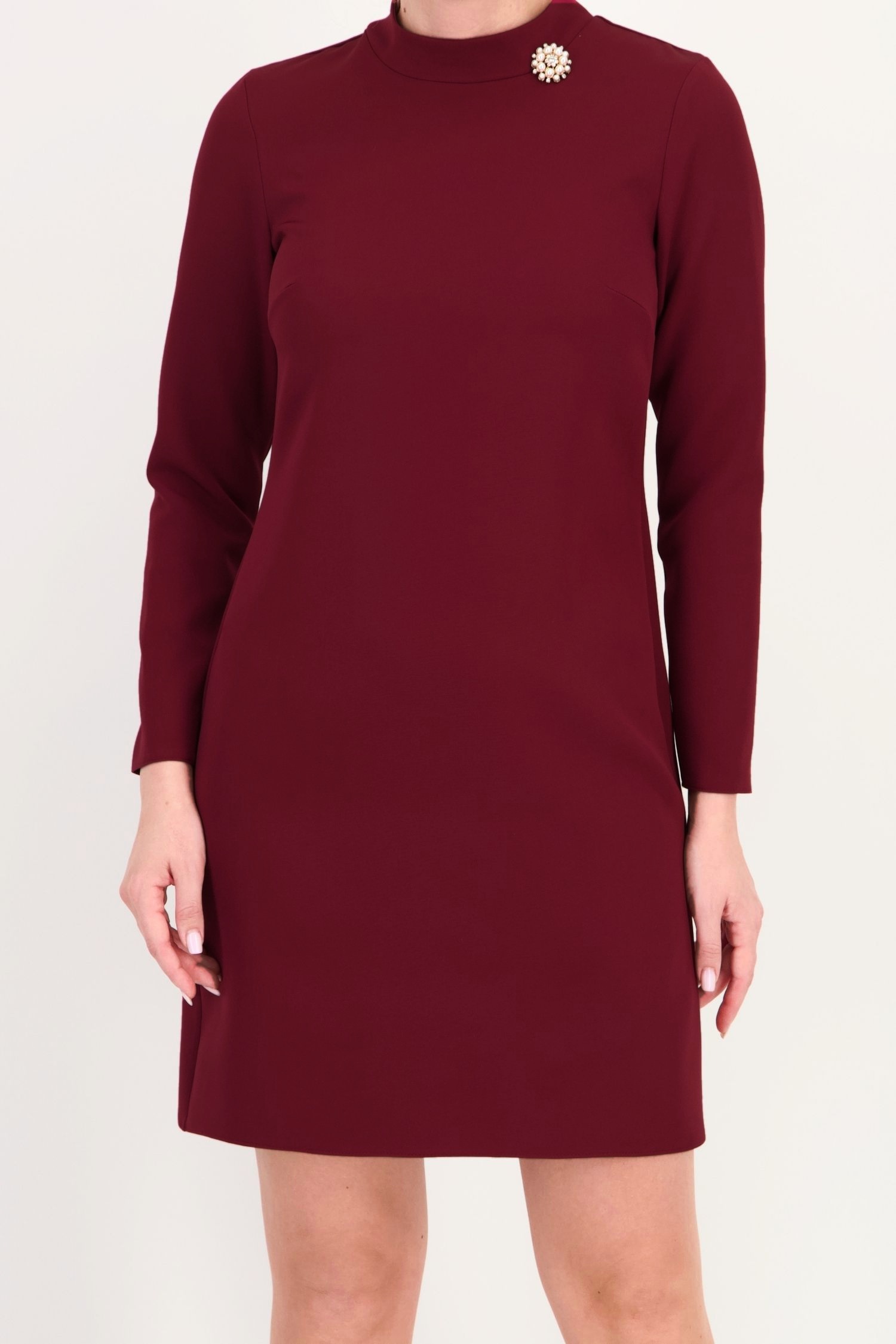 Rochie vișinie scurtă și largă din stofă elastică 3 - StarShinerS.ro