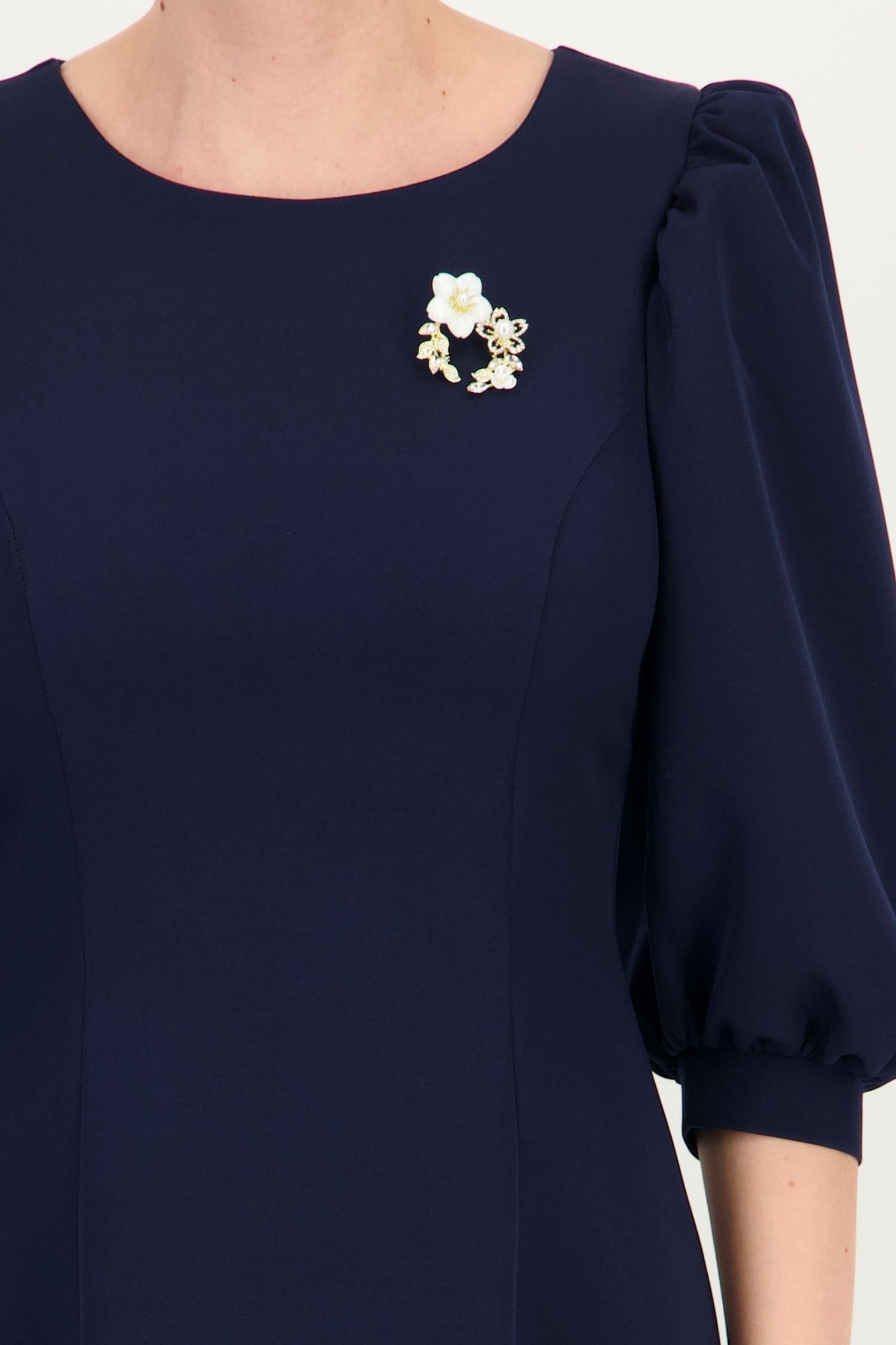 Rochie bleumarin scurtă, cu croi în A, din stofă elastică 5 - StarShinerS.ro