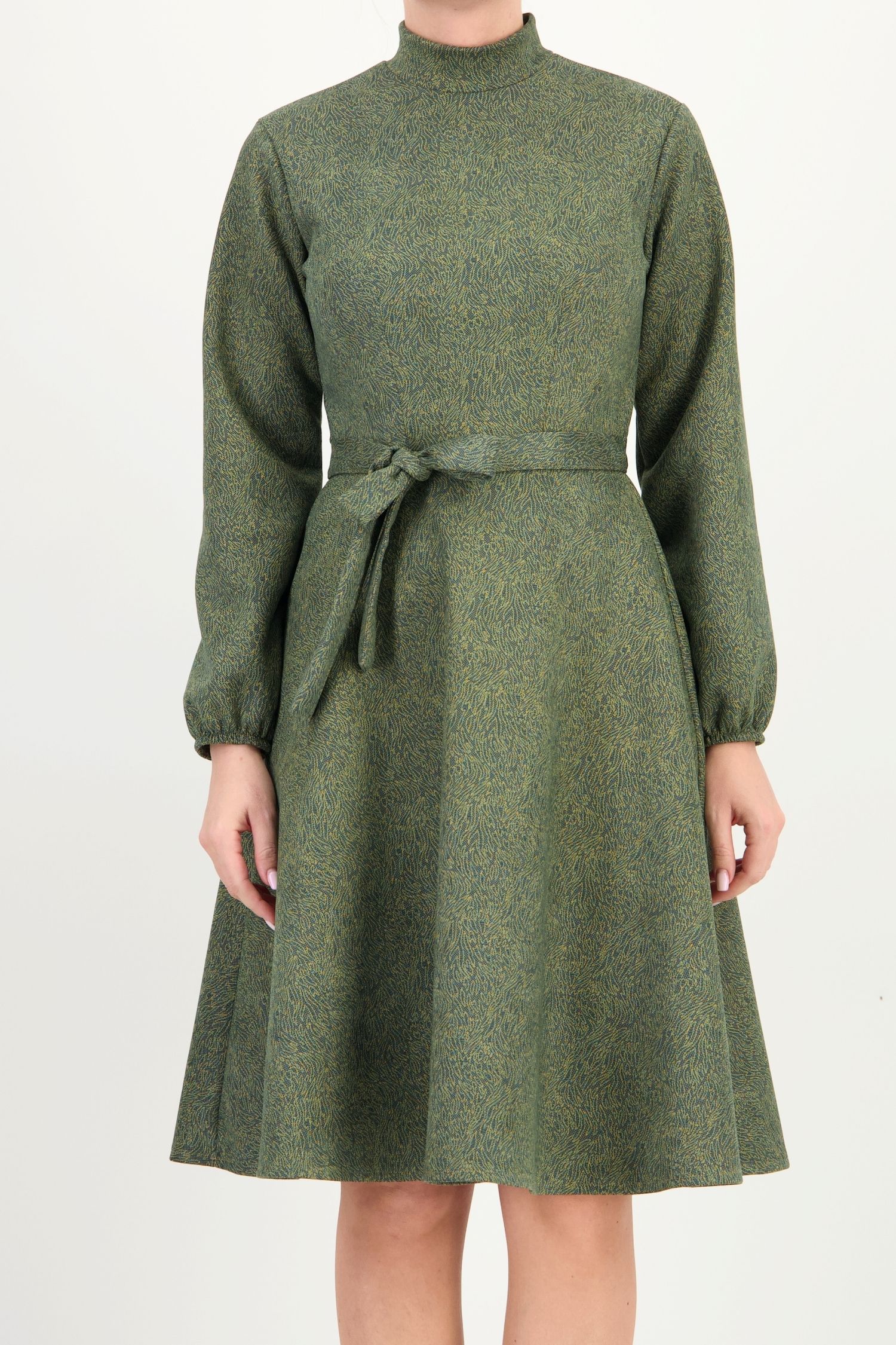 Rochie verde, în clos, din piele ecologică întoarsă 3 - StarShinerS.ro