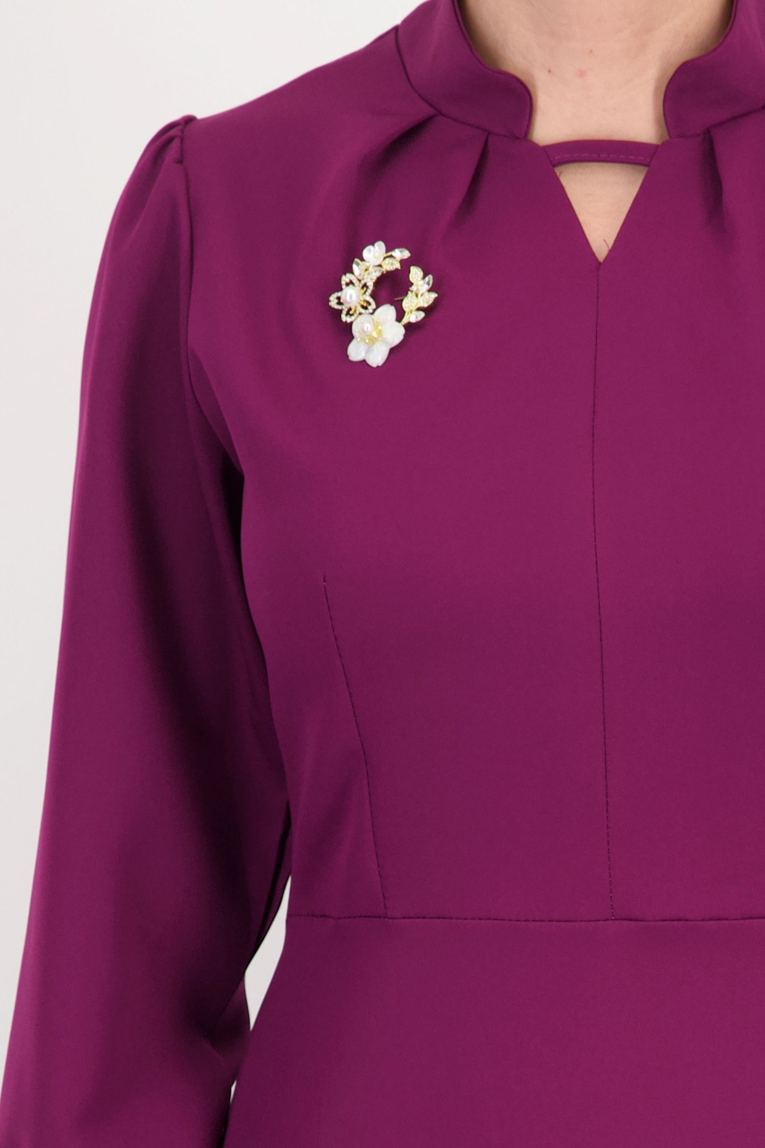 Rochie zmeură, în clos, din stofă elastică, până la genunchi 5 - StarShinerS.ro