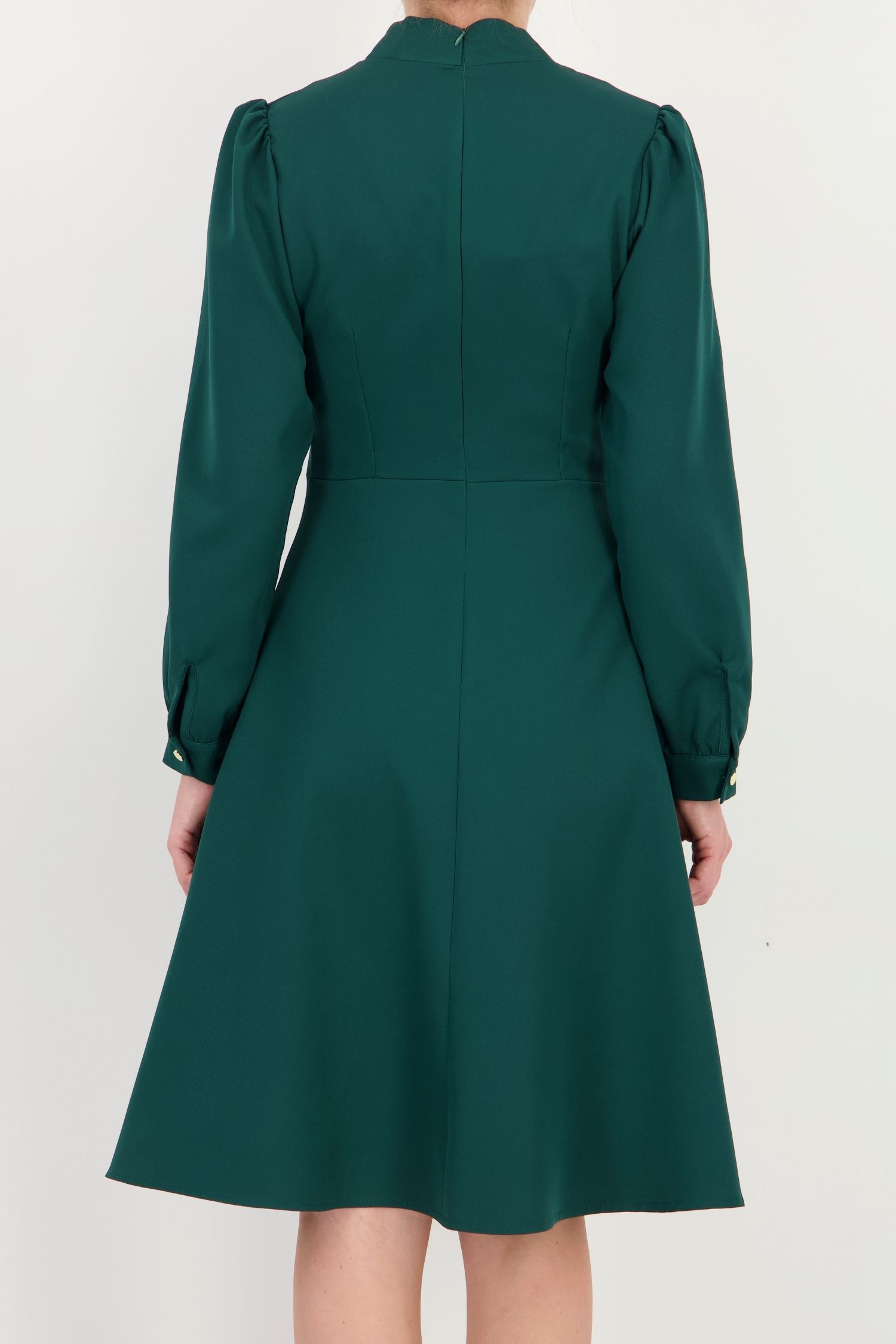 Rochie verde, în clos, din stofă elastică, până la genunchi 4 - StarShinerS.ro