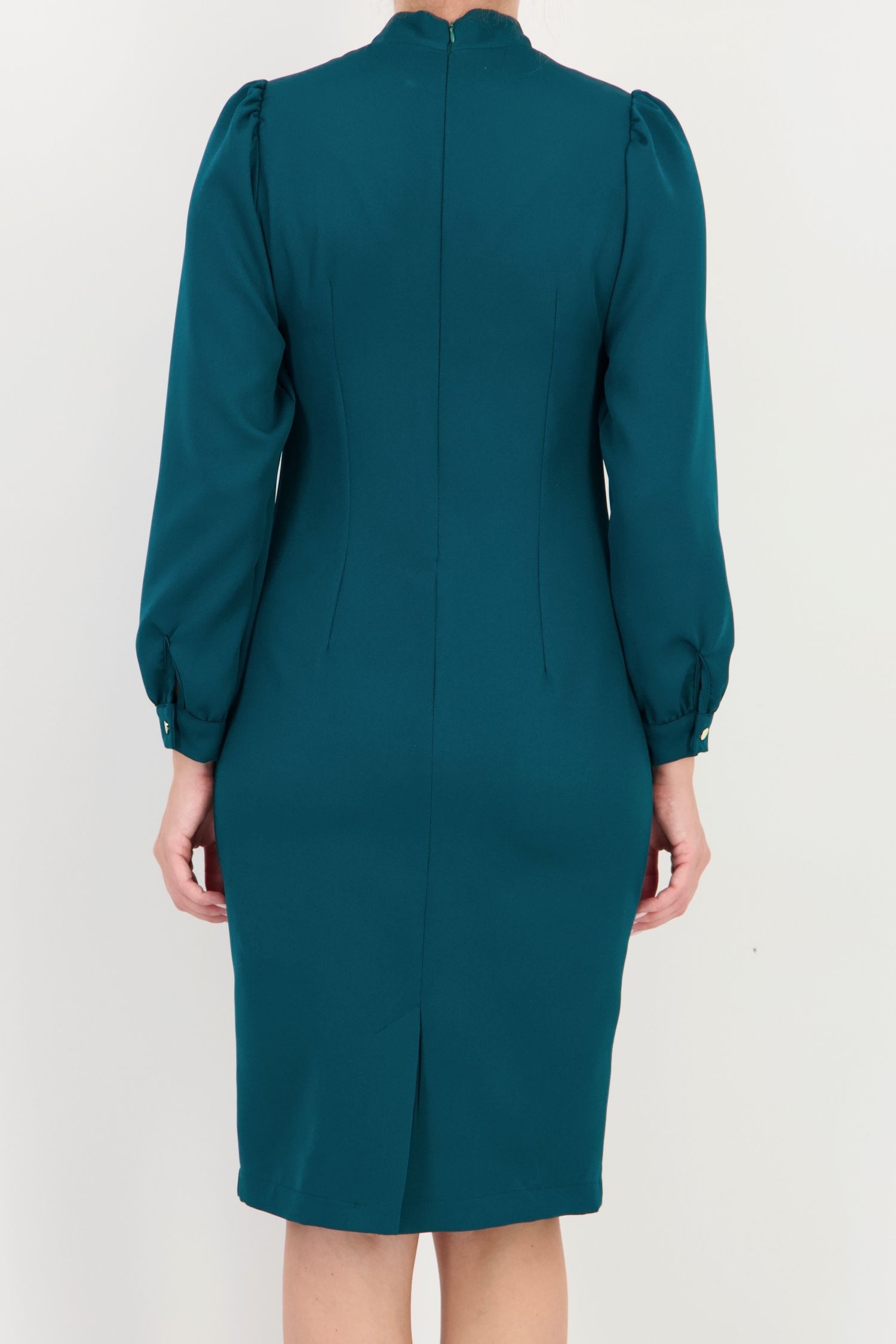 Rochie verde dreaptă din stofă elastică, până la genunchi 4 - StarShinerS.ro