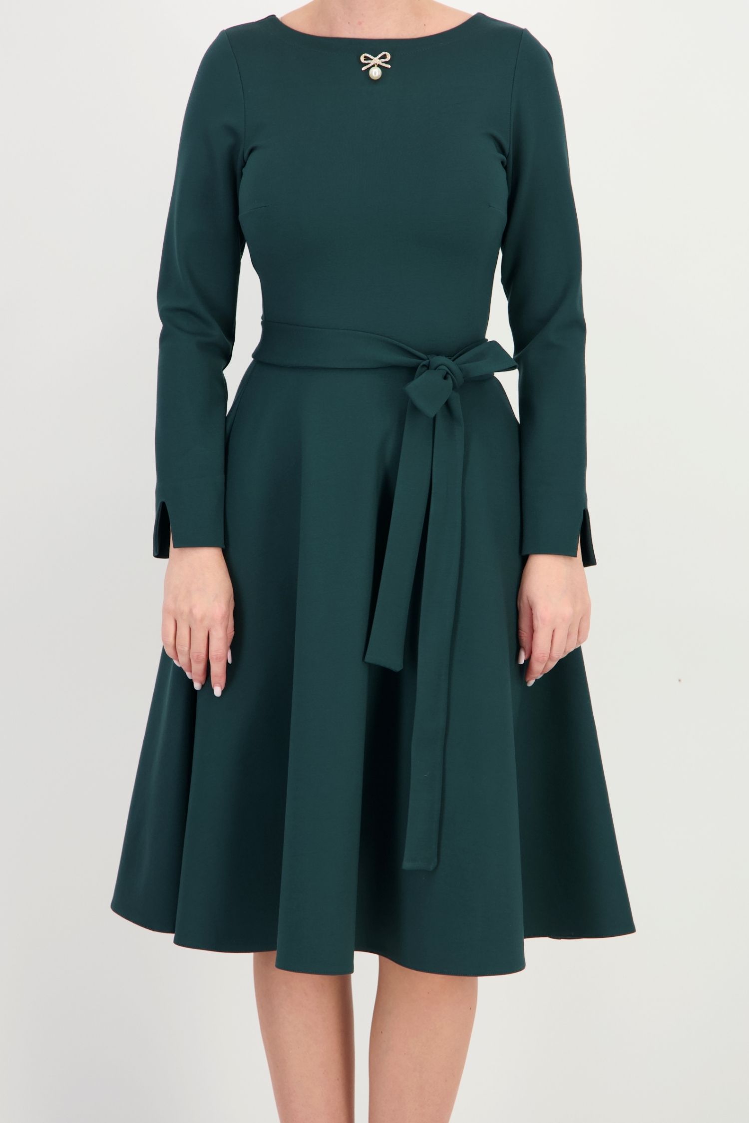 Rochie verde-închis midi, în clos, din punto cu viscoză 3 - StarShinerS.ro