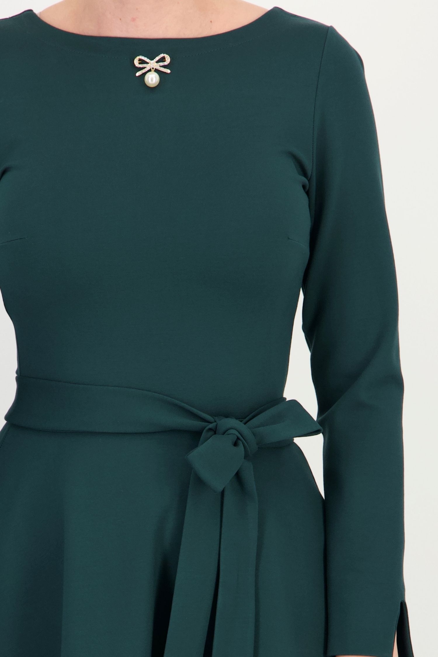 Rochie verde-închis midi, în clos, din punto cu viscoză 5 - StarShinerS.ro