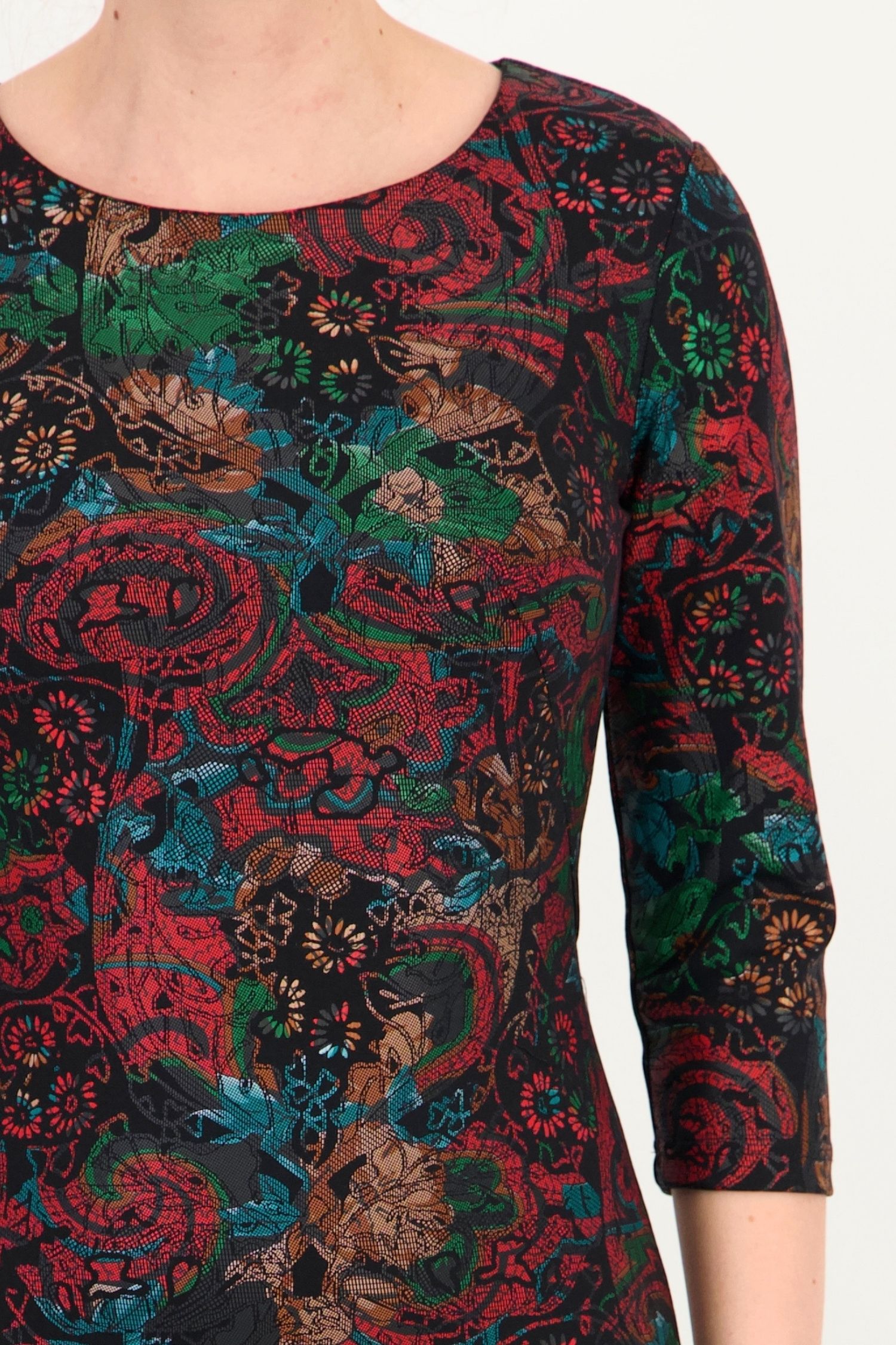 Rochie neagră dreaptă din jersey, până la genunchi 5 - StarShinerS.ro