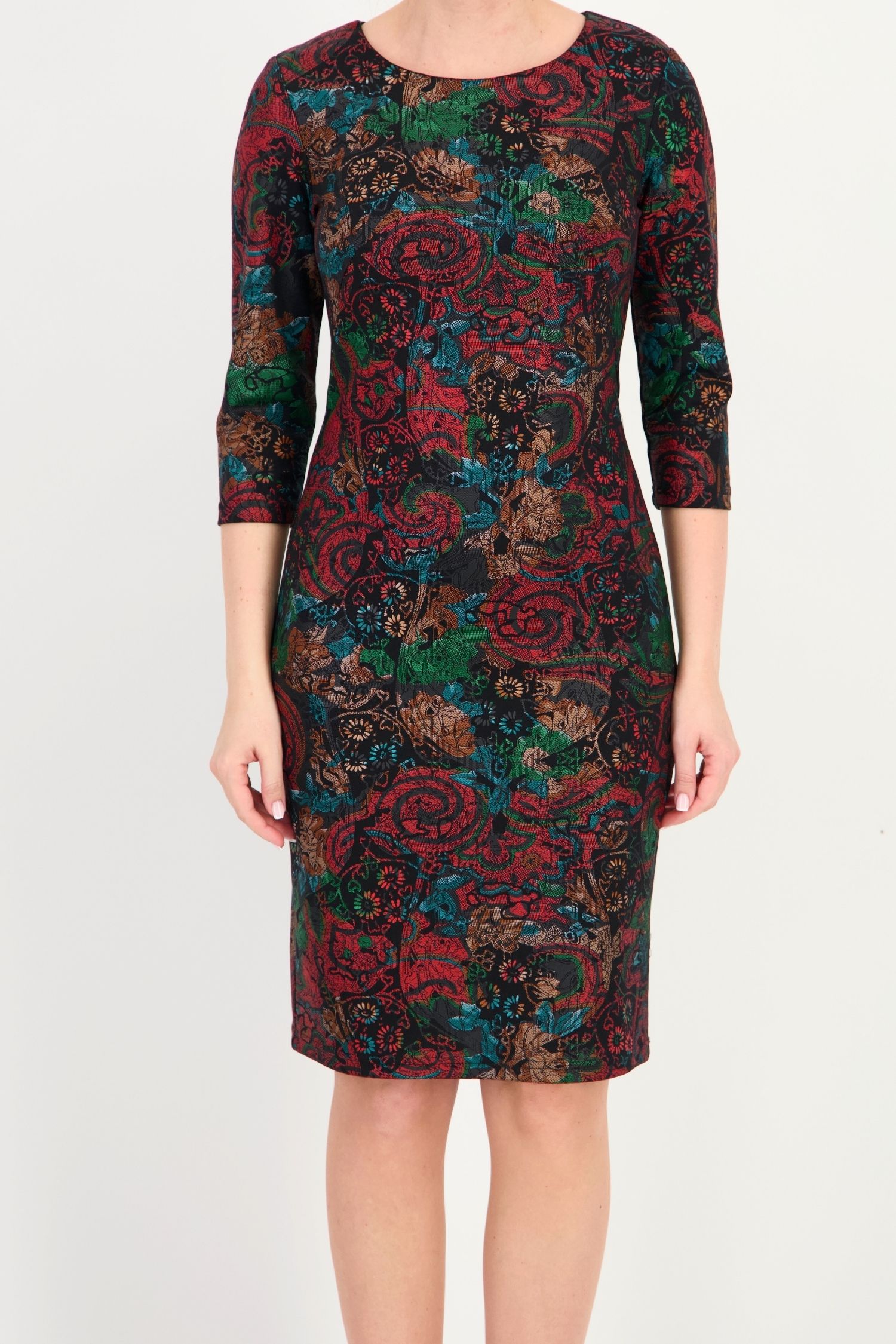 Rochie neagră dreaptă din jersey, până la genunchi 3 - StarShinerS.ro
