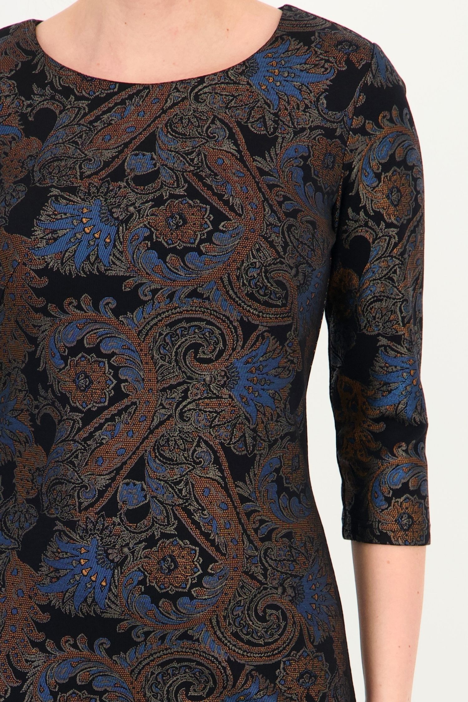 Rochie albastru-petrol dreaptă din jersey, până la genunchi 5 - StarShinerS.ro