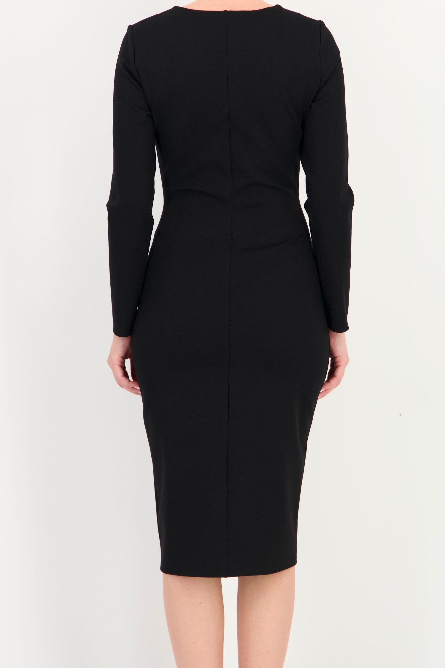 Rochie neagră midi tip creion din punto cu viscoză 4 - StarShinerS.ro