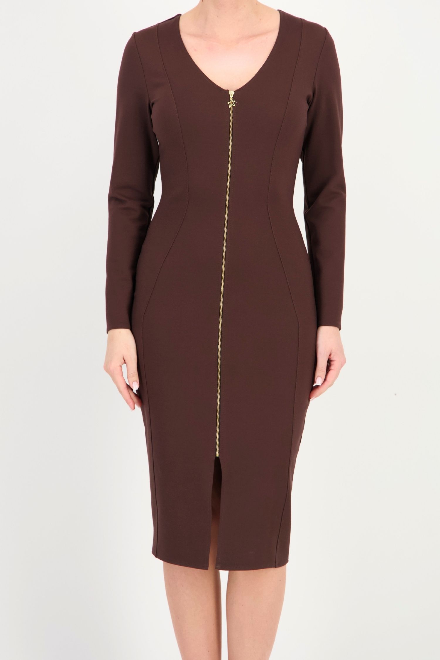 Rochie maro midi tip creion din punto cu viscoză 3 - StarShinerS.ro