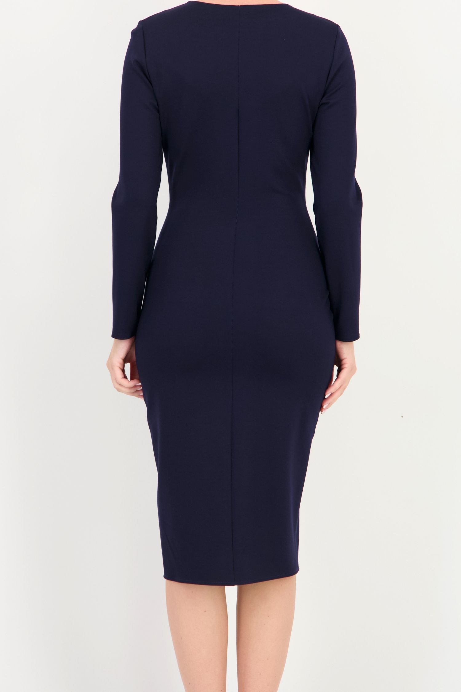 Rochie bleumarin midi tip creion din punto cu viscoză 4 - StarShinerS.ro