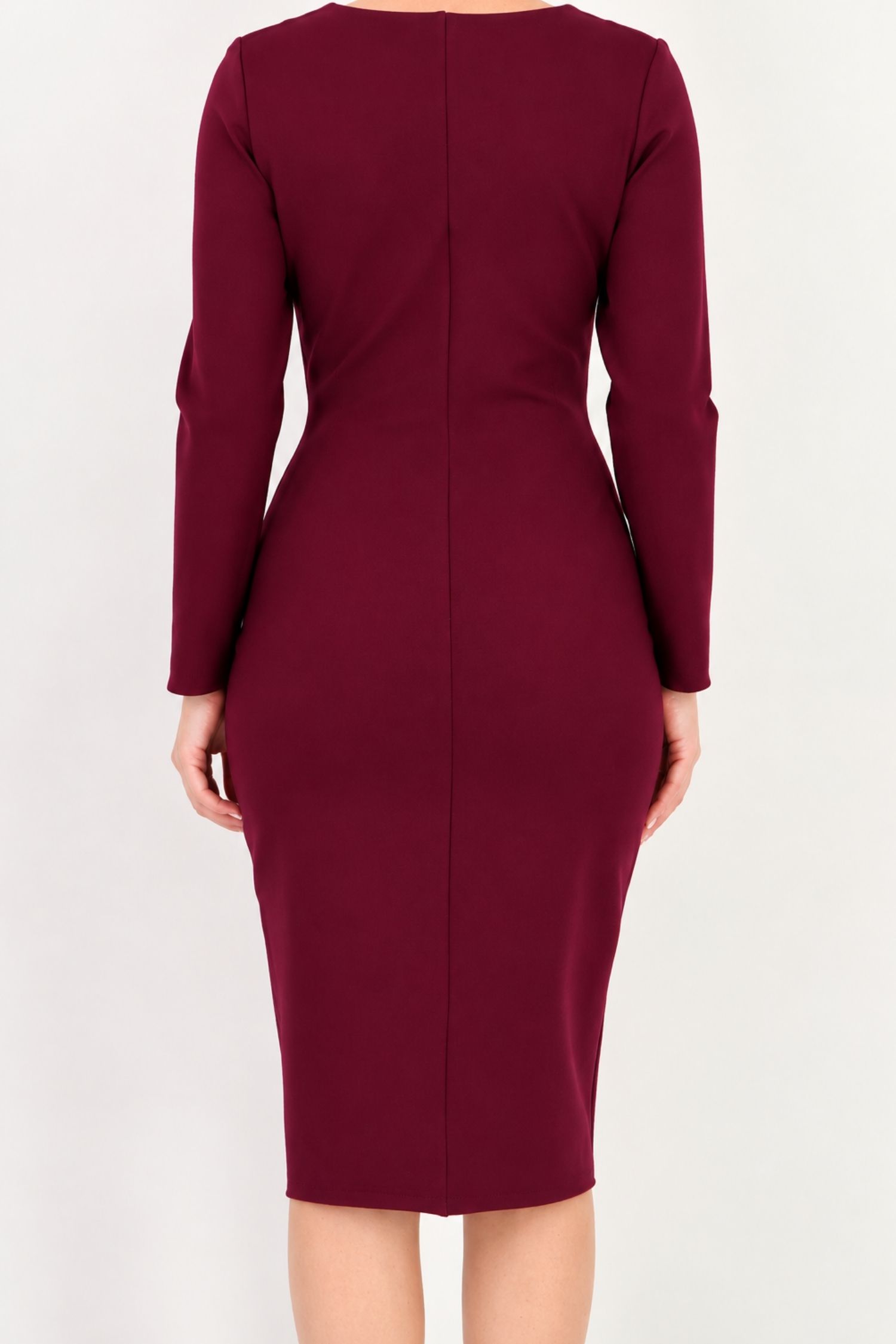 Rochie vișinie midi tip creion din punto cu viscoză 4 - StarShinerS.ro