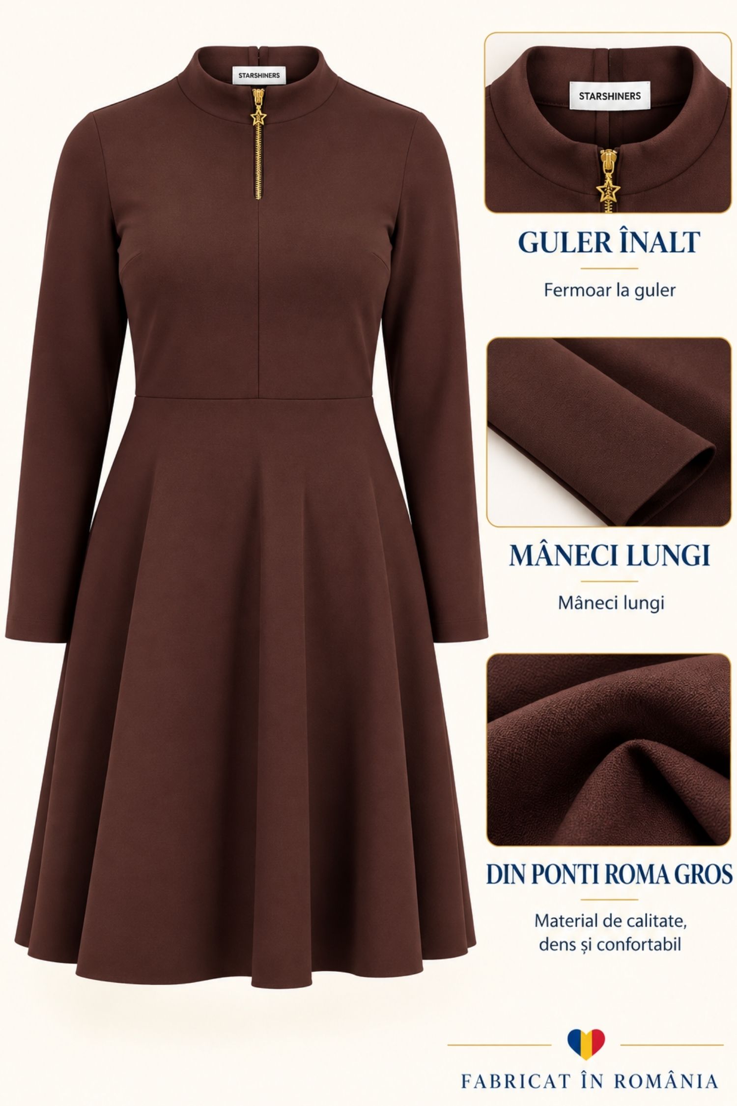 Rochie maro midi, în clos, din punto cu viscoză 6 - StarShinerS.ro