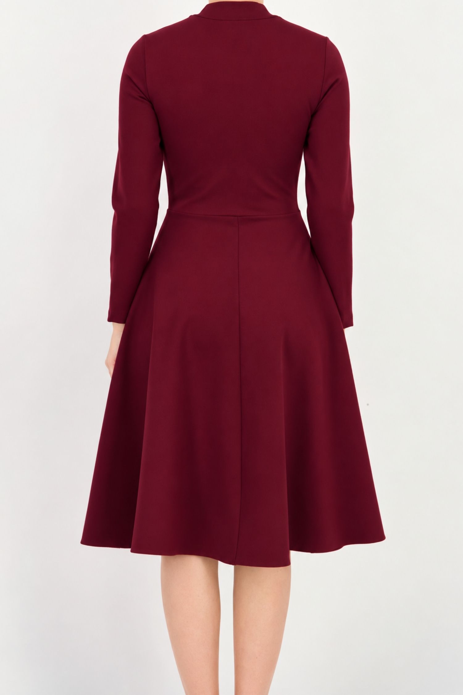 Rochie vișinie midi, în clos, din punto cu viscoză 4 - StarShinerS.ro