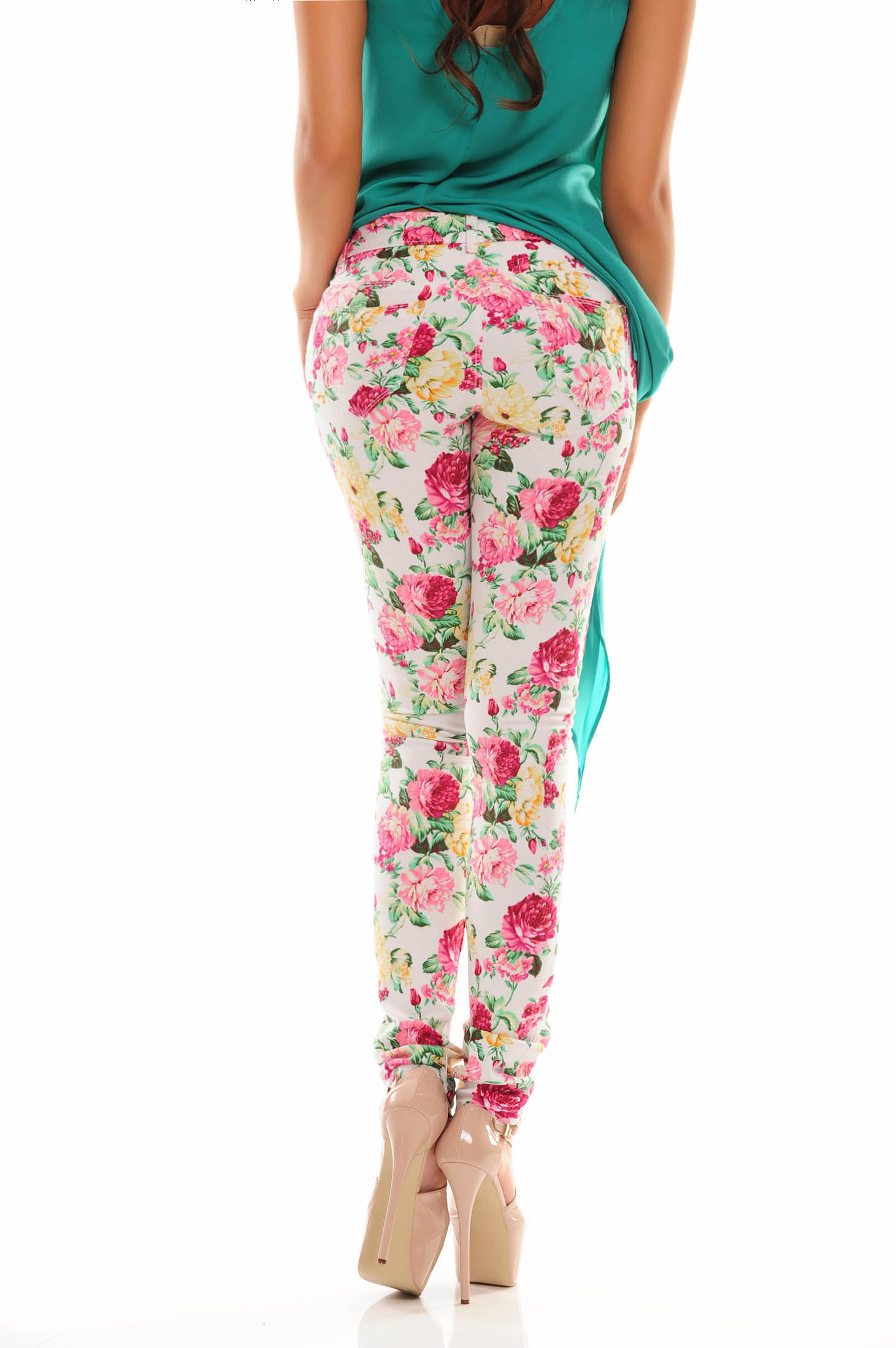 Trendy Roses White Trousers