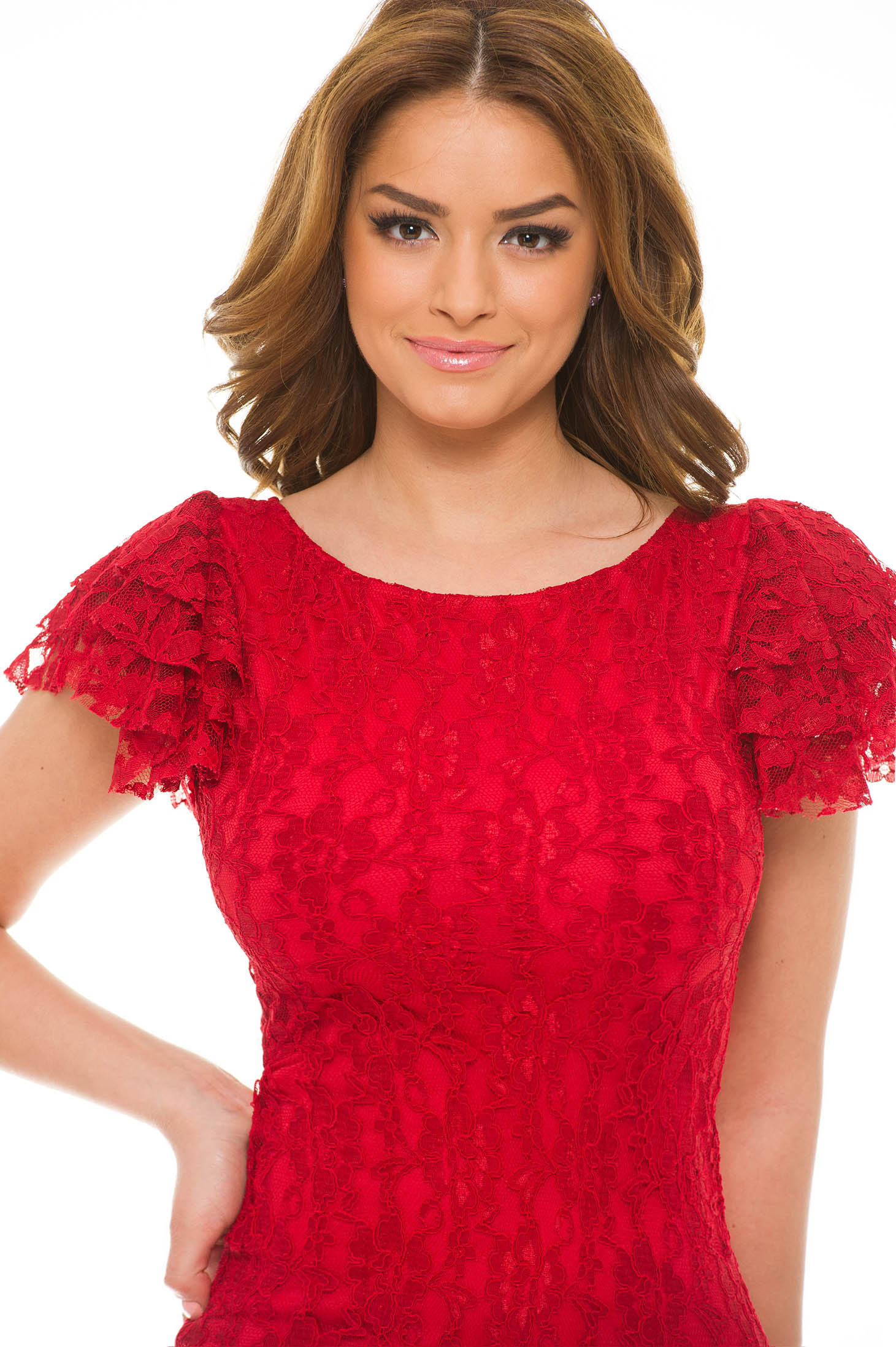 PrettyGirl Laced Light Red Dress
