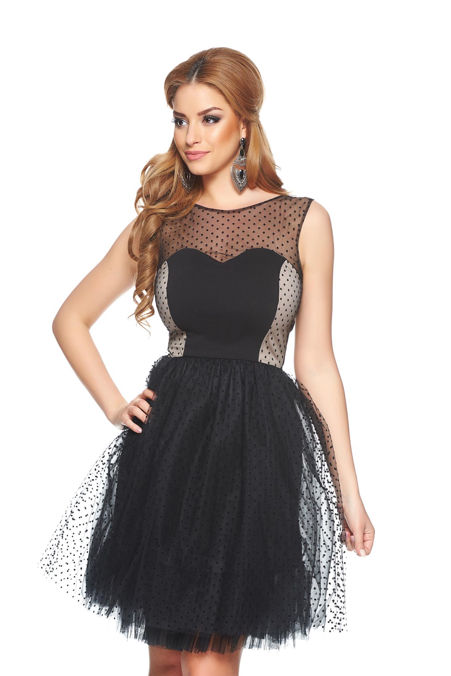 StarShinerS Dots Princess Black Dress