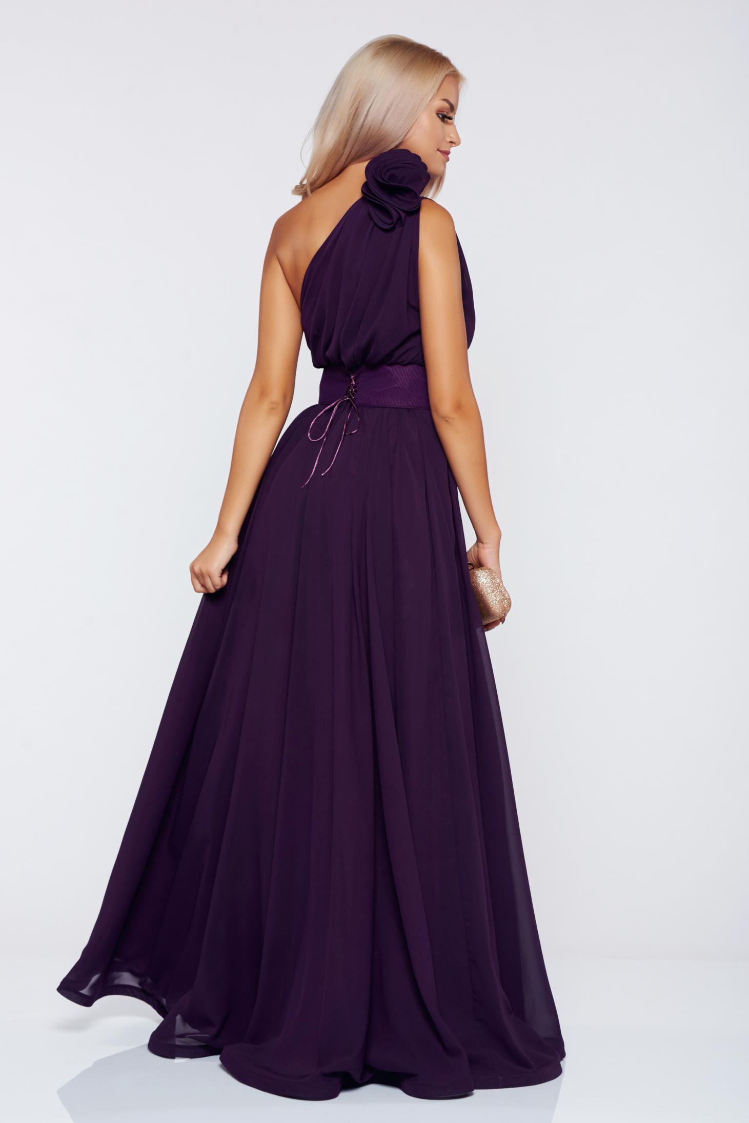 Occasional Ana Radu purple voile fabric one shoulder dress 2 - StarShinerS.com
