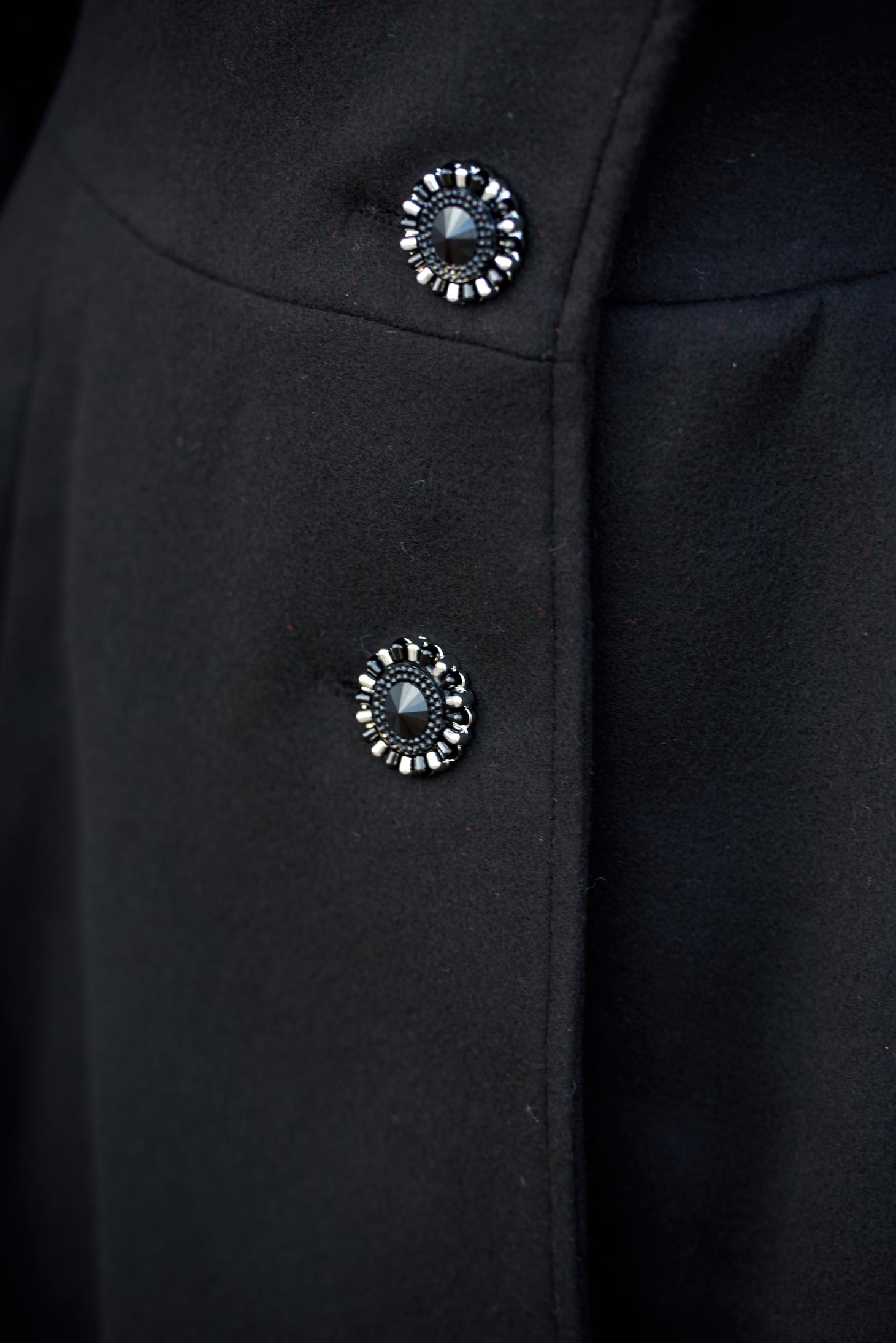 Palton negru din lana cu buzunare captusit pe interior 3 - StarShinerS.ro