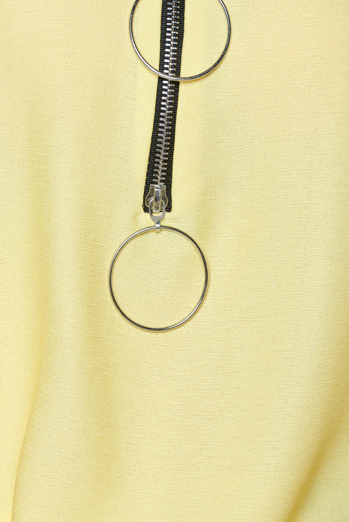 Bluza dama galbena casual cu croi larg din material vaporos 4 - StarShinerS.ro