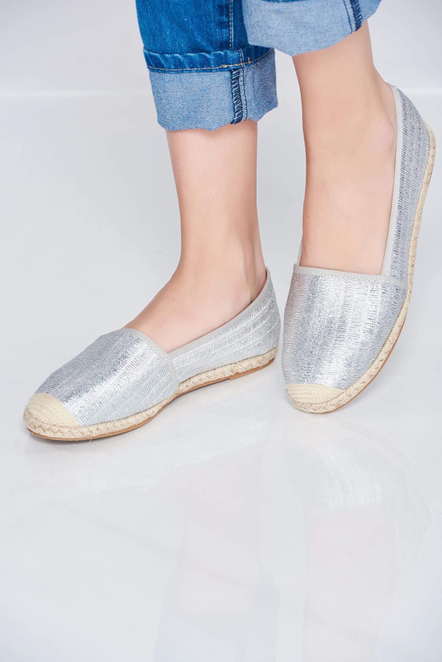Silver espadrilles with low heel and metallic aspect 3 - StarShinerS.com