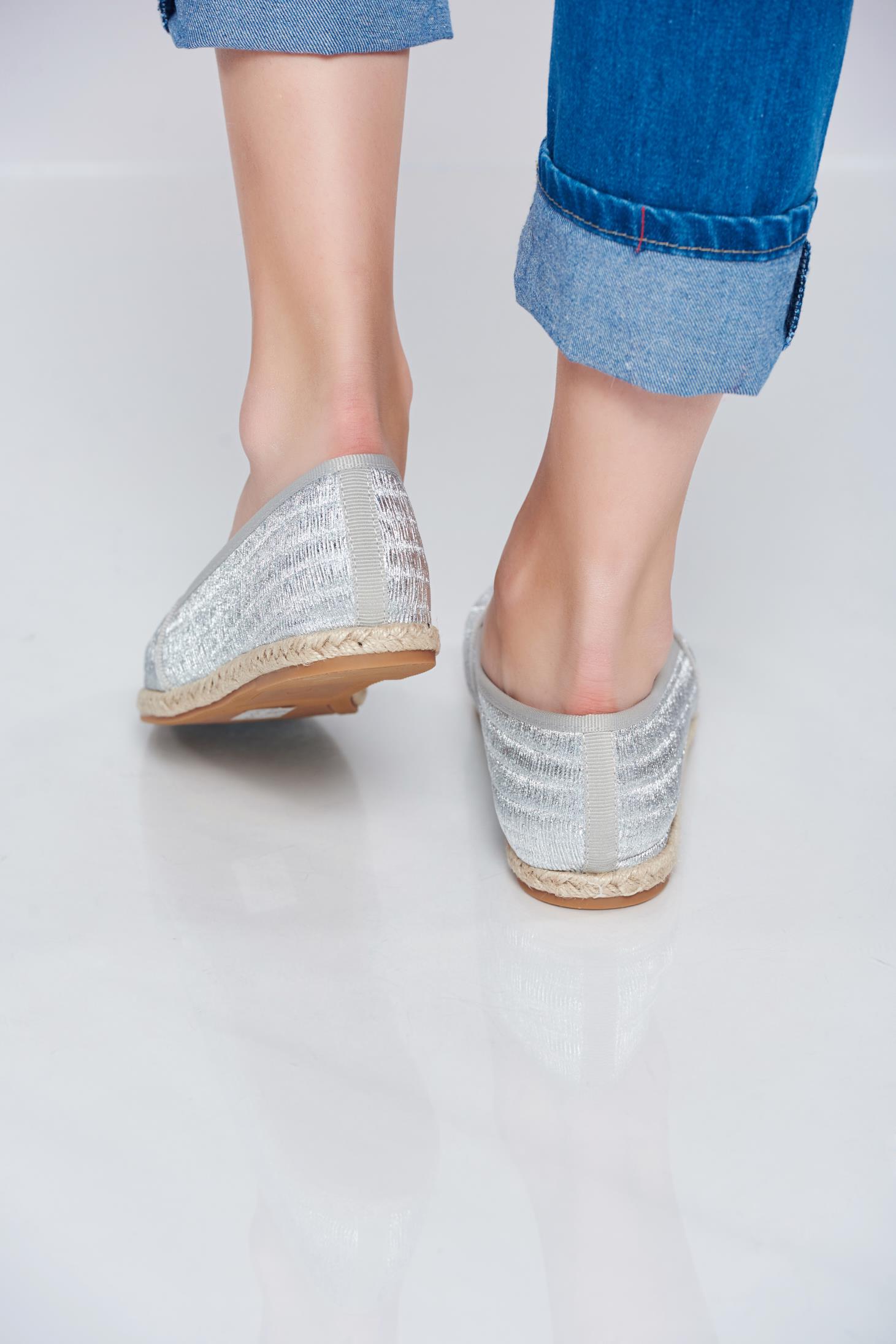 Silver espadrilles with low heel and metallic aspect 2 - StarShinerS.com