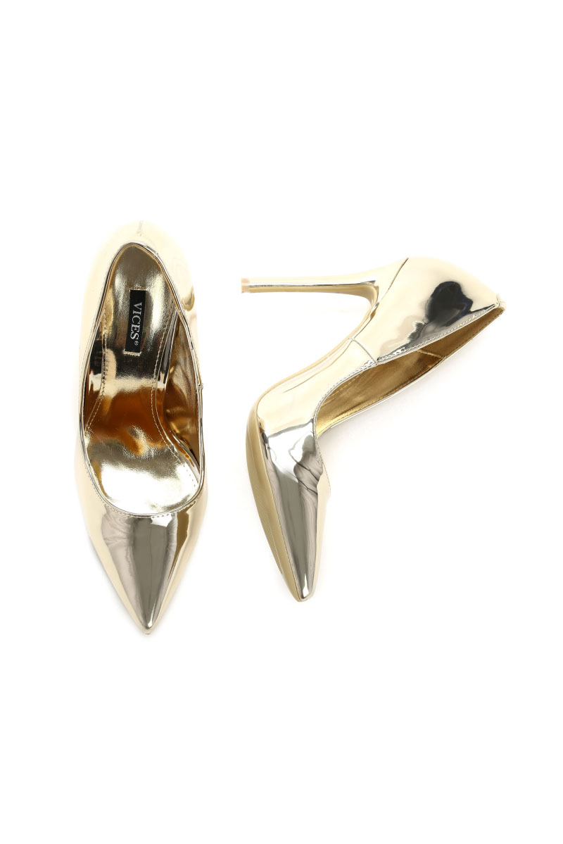 Elegáns magassarkú arany cipő fémes jellegű 3 - StarShinerS.hu