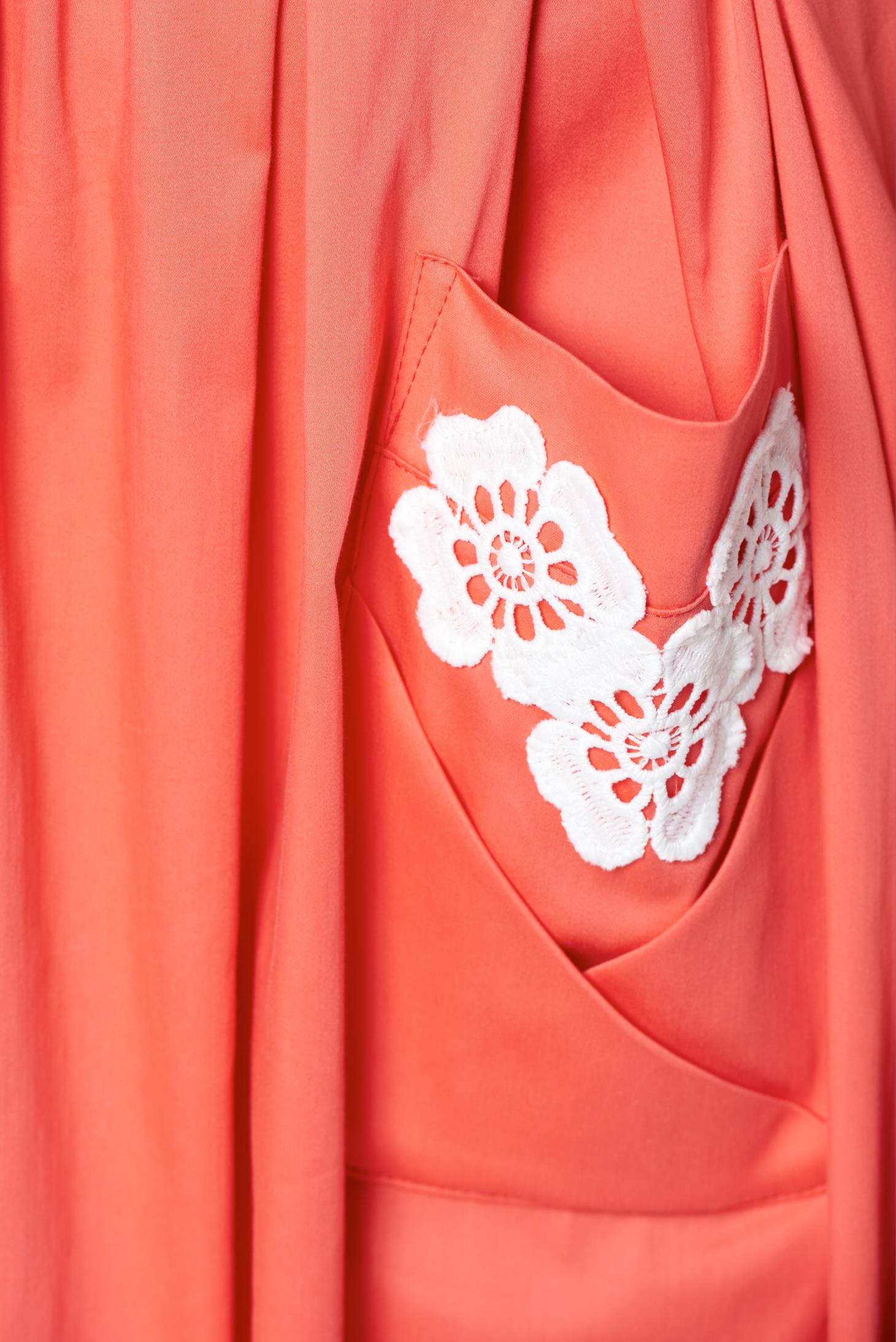 Korall LaDonna hímzett pamutból készült harang alakú ruha 4 - StarShinerS.hu