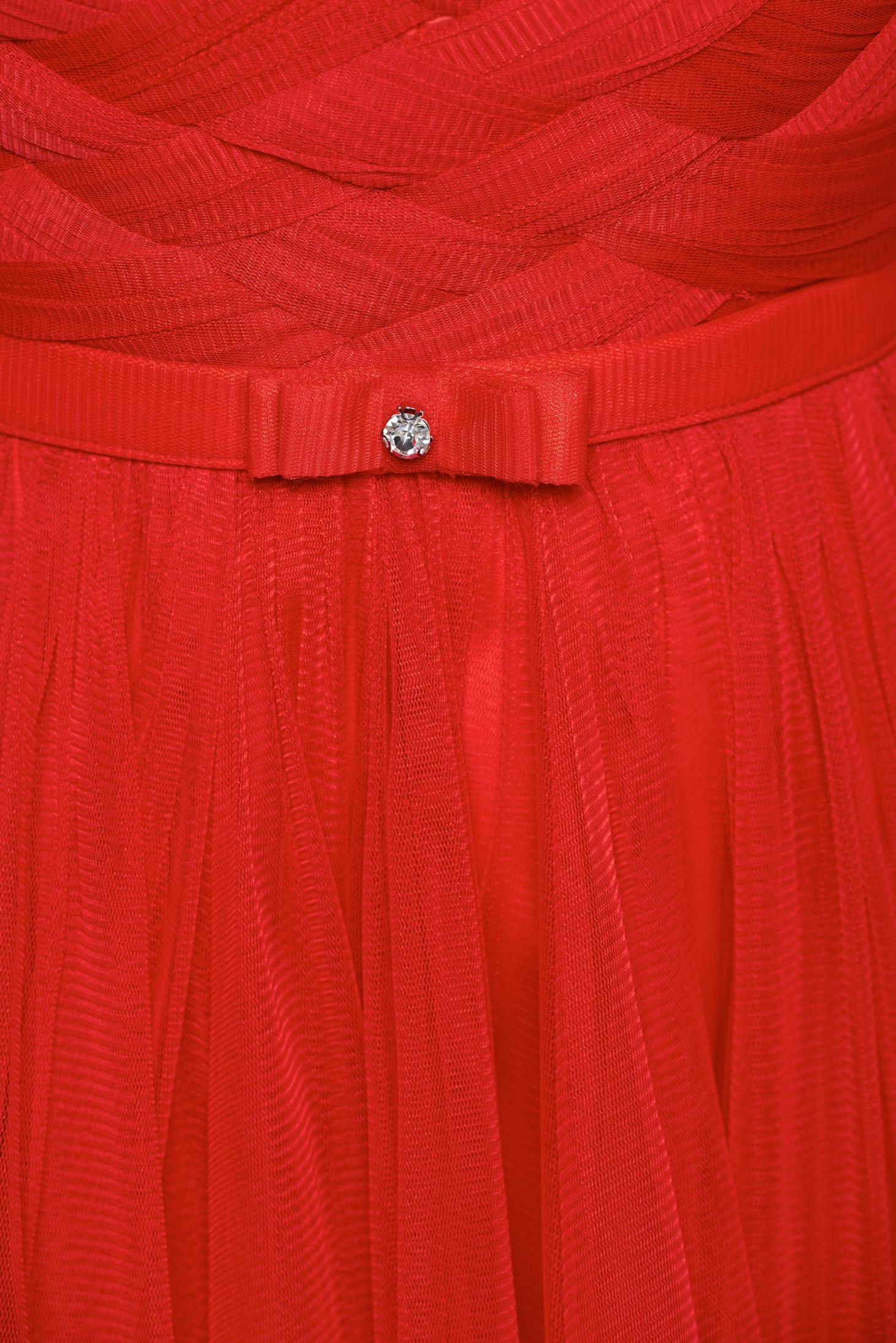 Rochie Ana Radu rosie de lux in clos tip corset din tul captusita pe interior 4 - StarShinerS.ro
