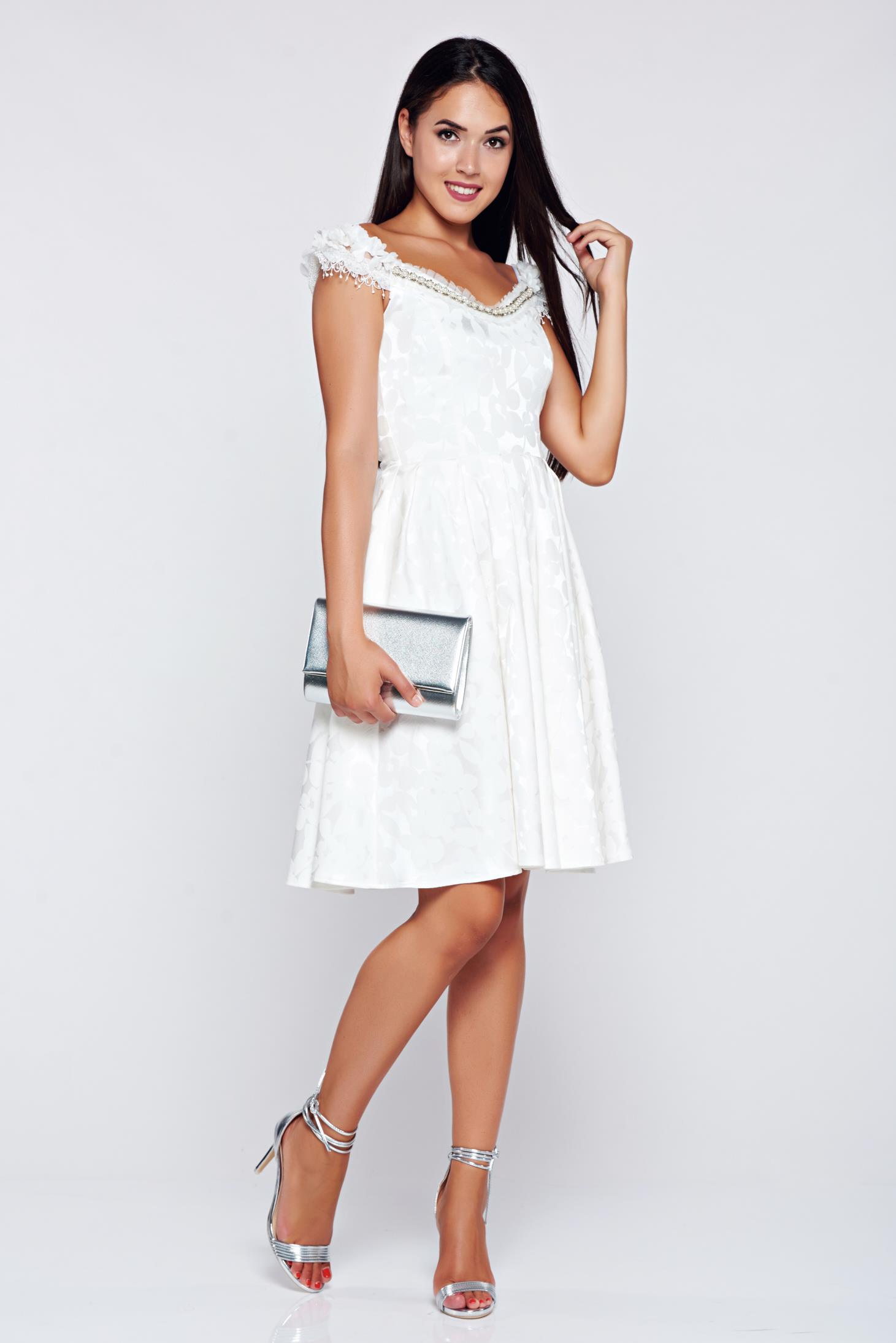 StarShinerS occasional white cloche off shoulder dress