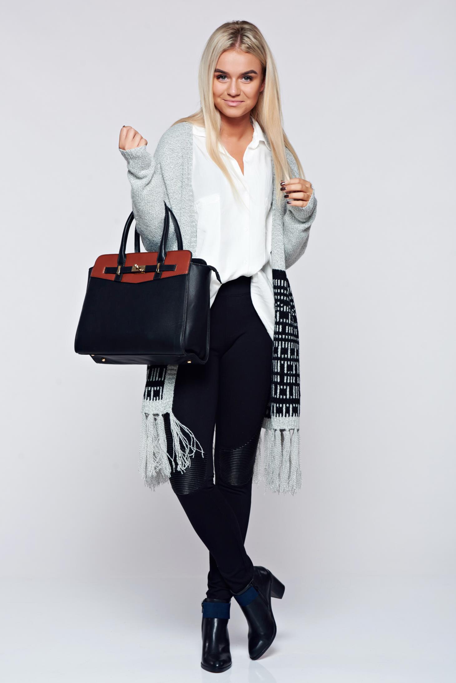 Black cotton casual tights with faux pockets