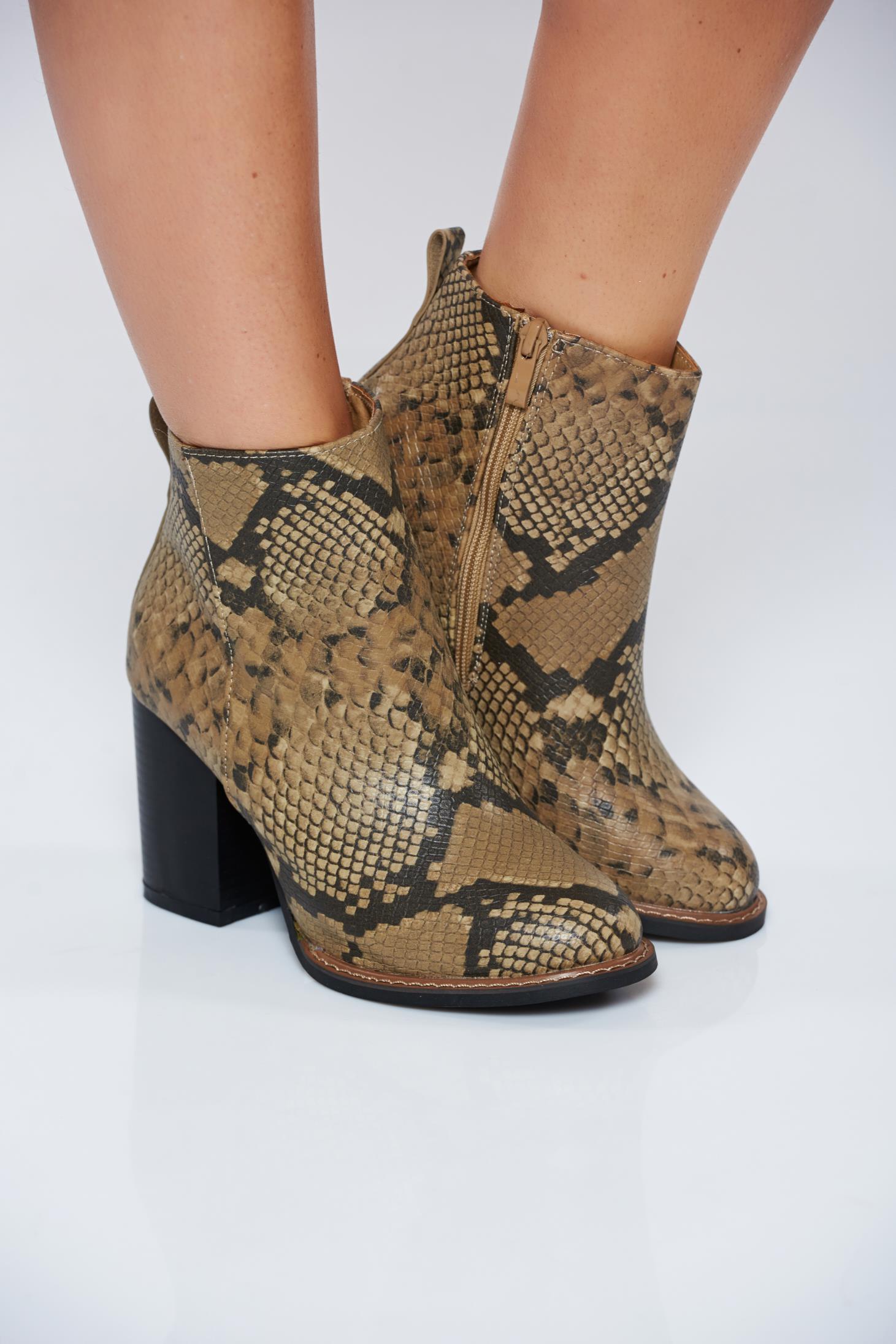 Brown casual ankle boots with animal print design 2 - StarShinerS.com