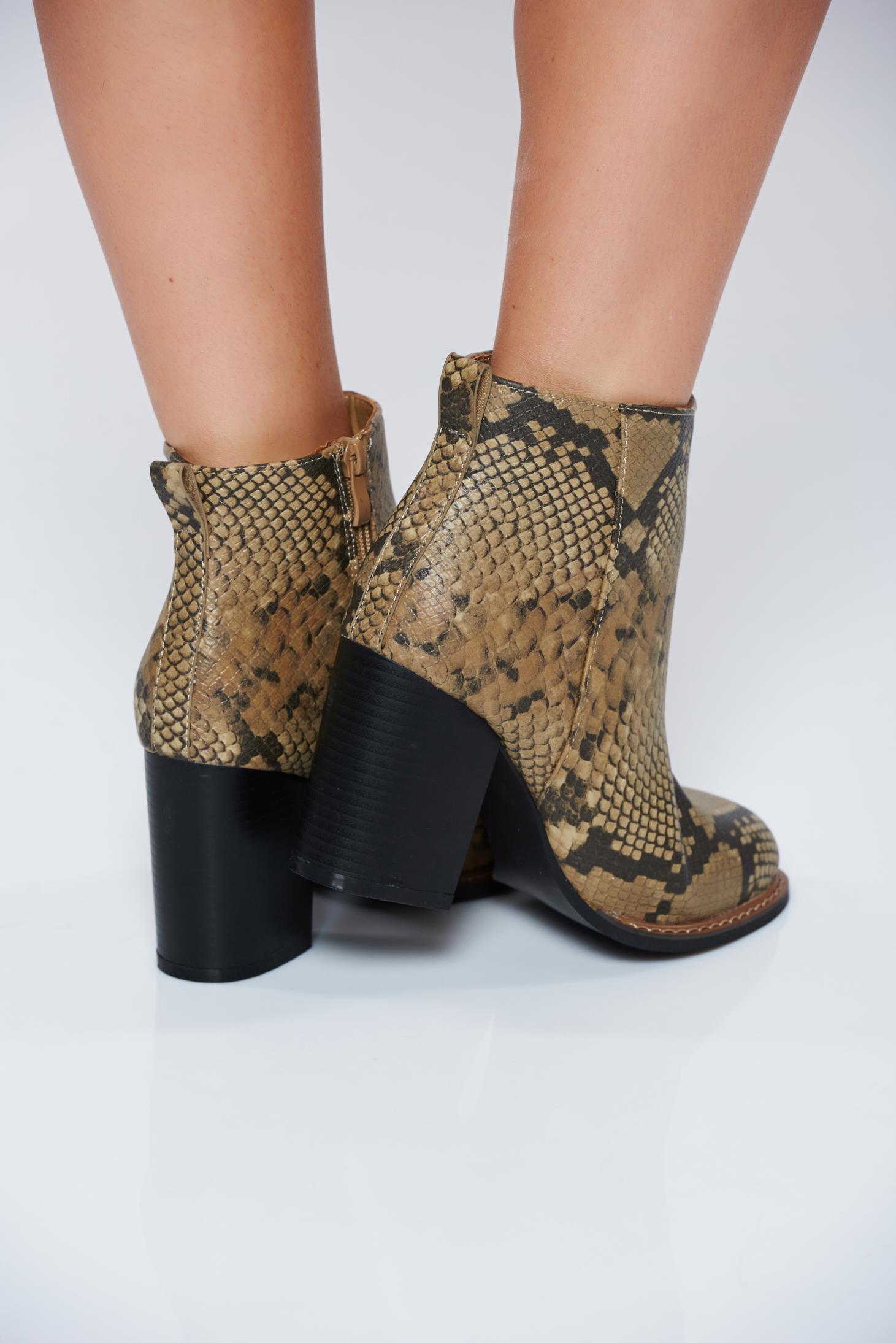 Brown casual ankle boots with animal print design 3 - StarShinerS.com