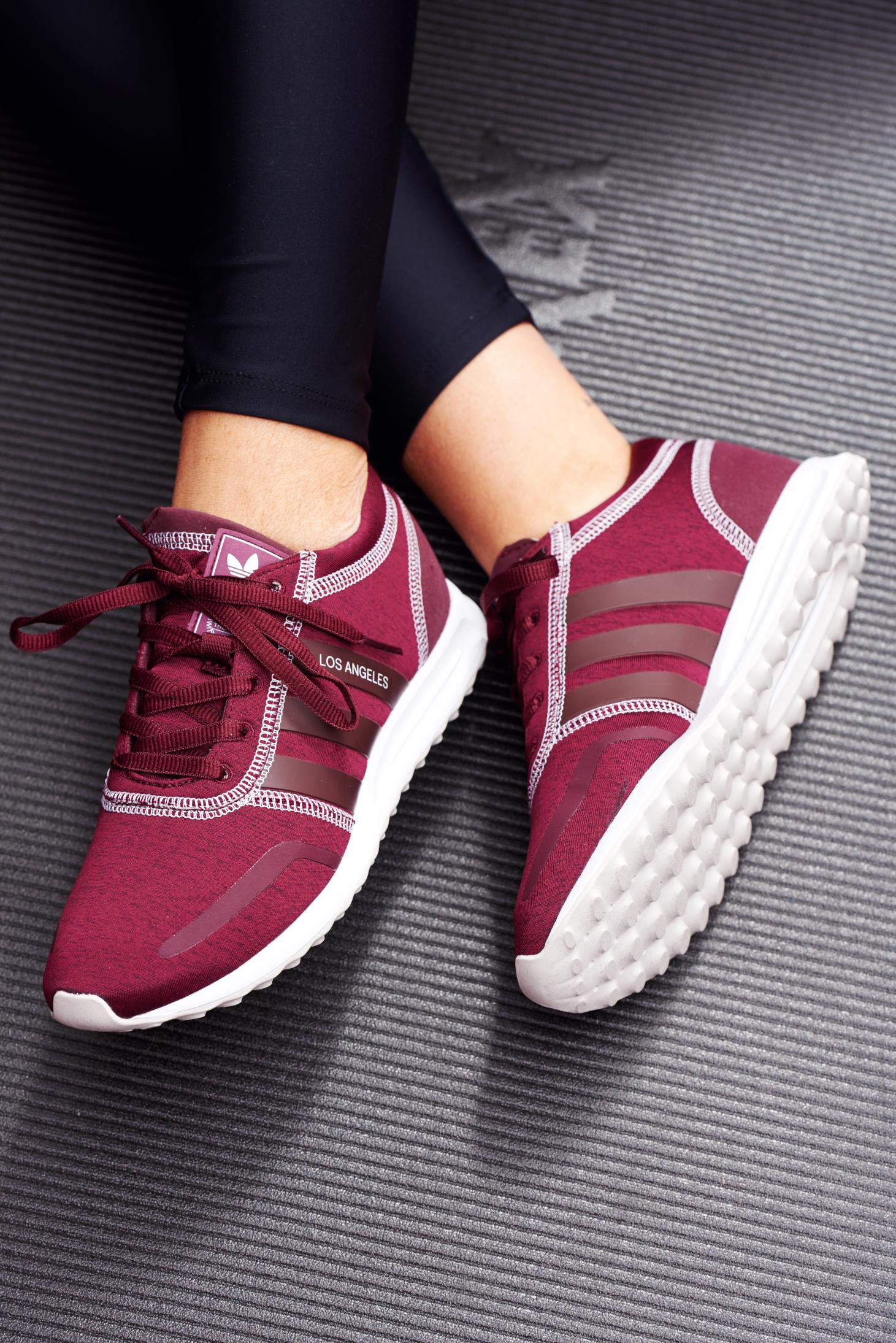 Originals Adidas burgundy casual sneakers with lace and light sole