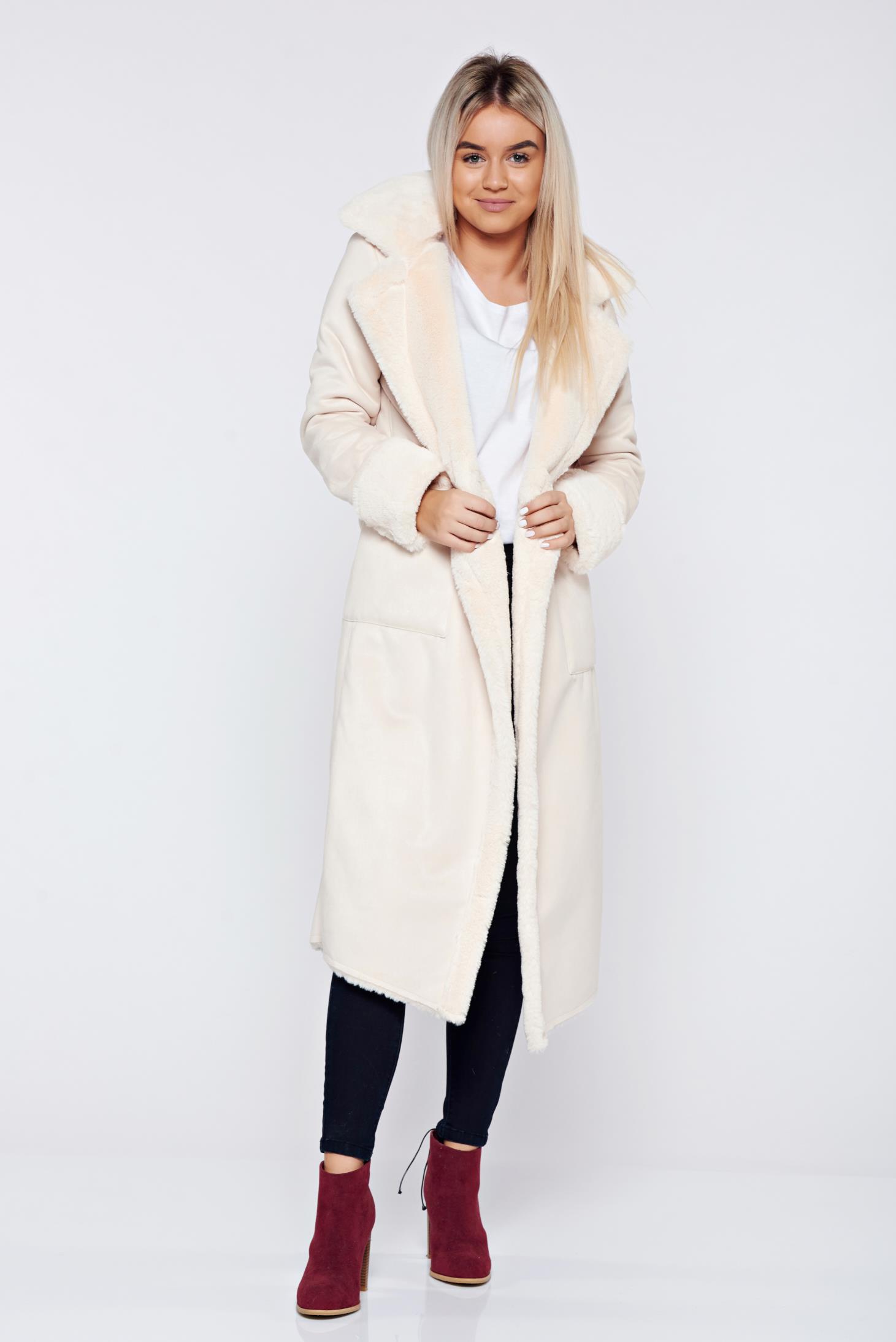 long cream coat h&m