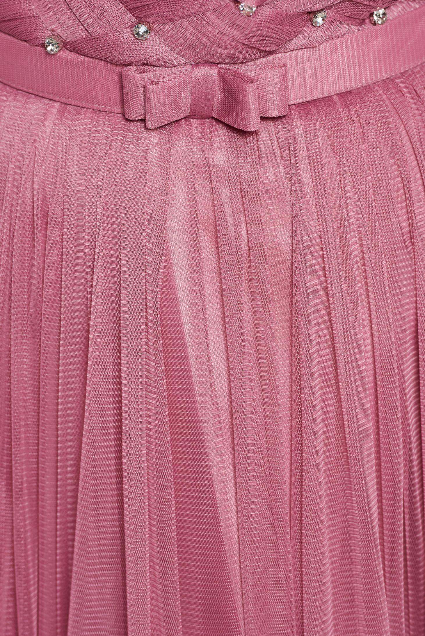 Rochie Ana Radu rosa de lux tip corset din tul captusita pe interior cu pietre strass de ocazie 3 - StarShinerS.ro