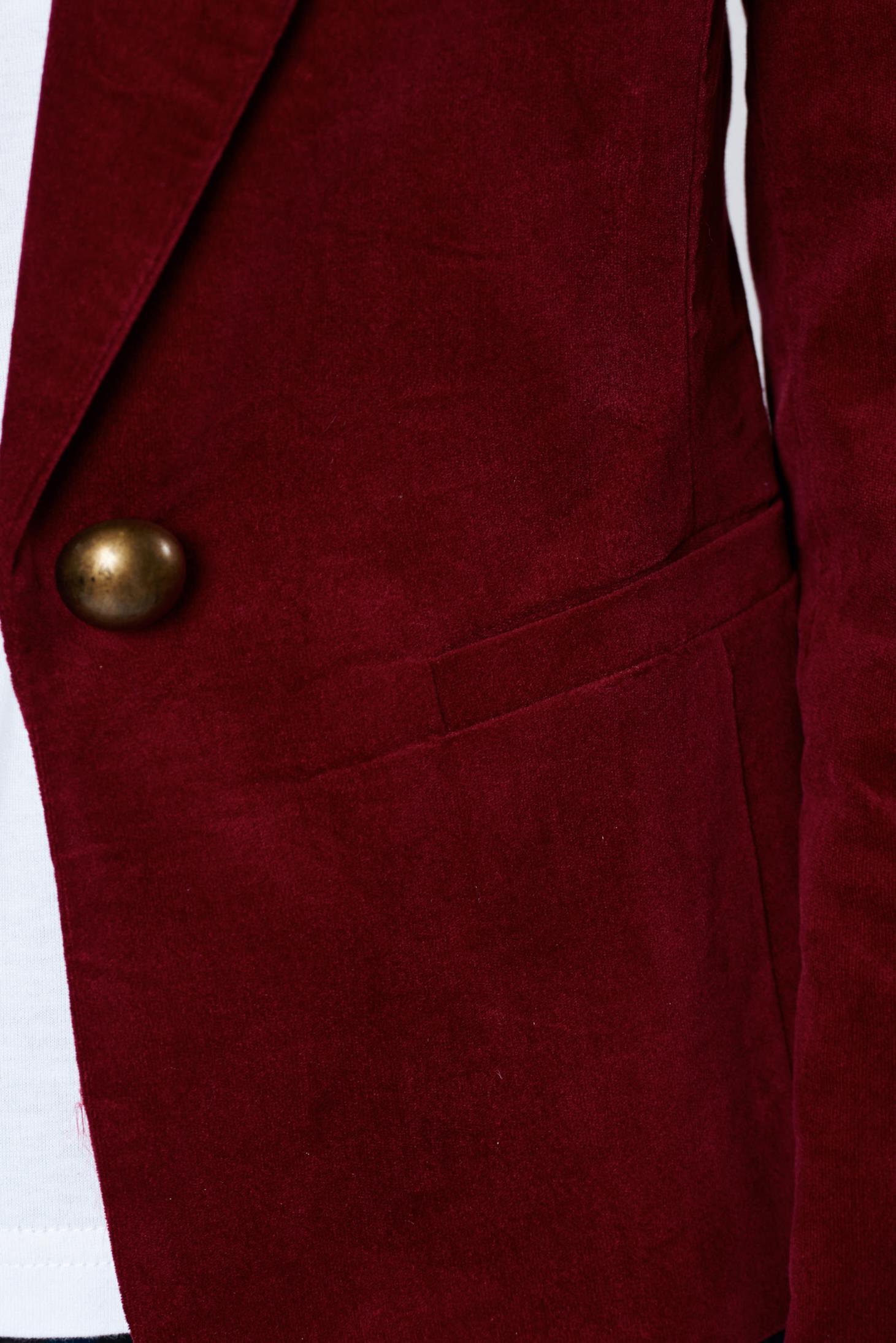 LaDonna red office velvet jacket with pockets