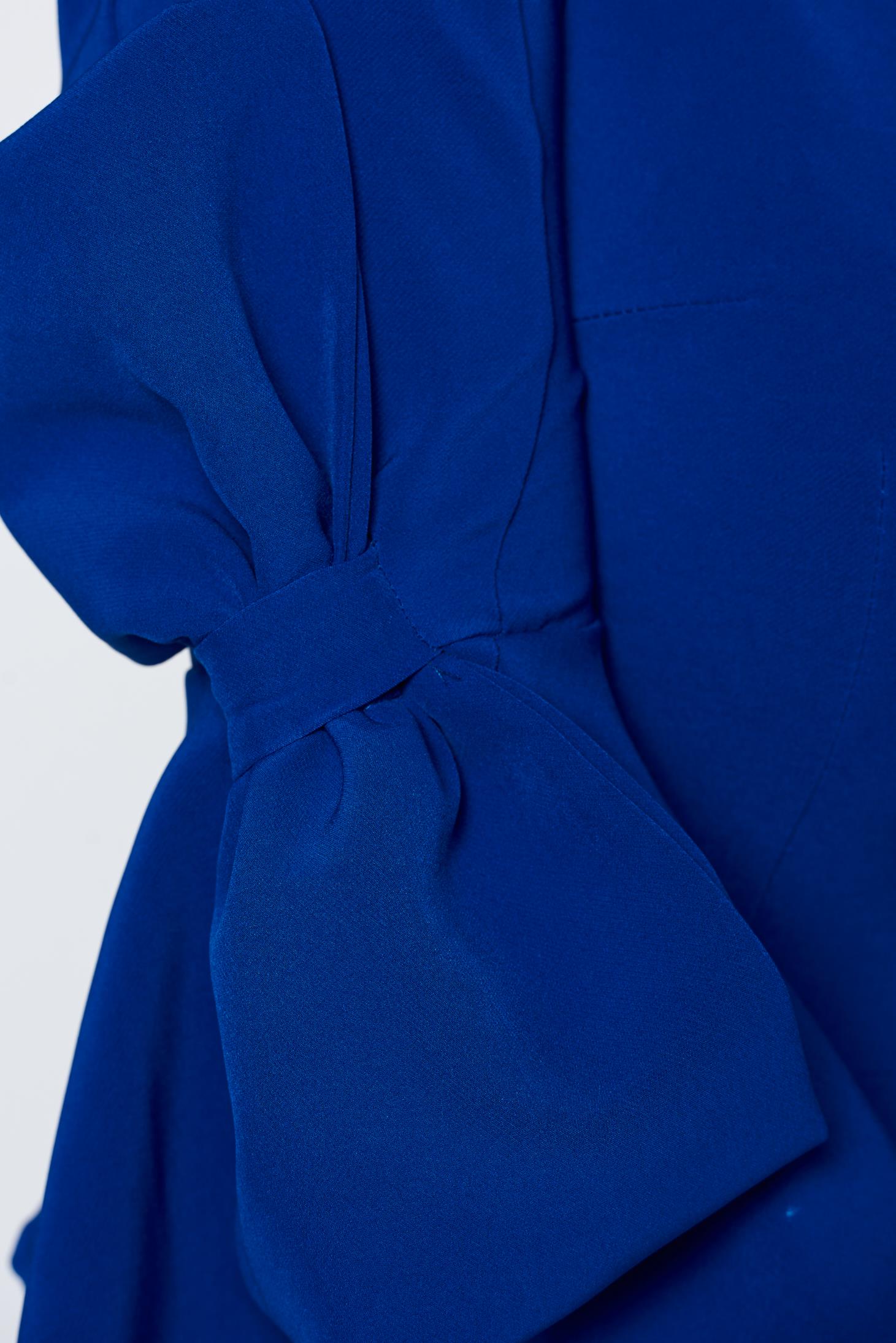 Rochie albastra eleganta tip creion din stofa cu maneci clopot 4 - StarShinerS.ro