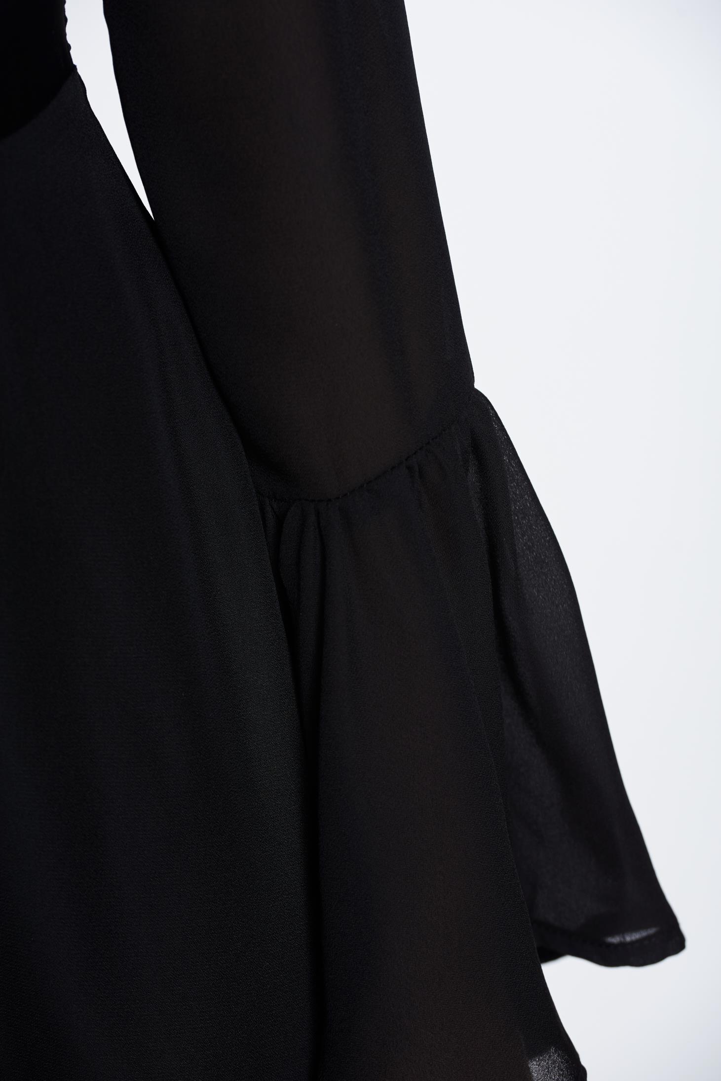 PrettyGirl black elegant daily dress bare back from voile fabric