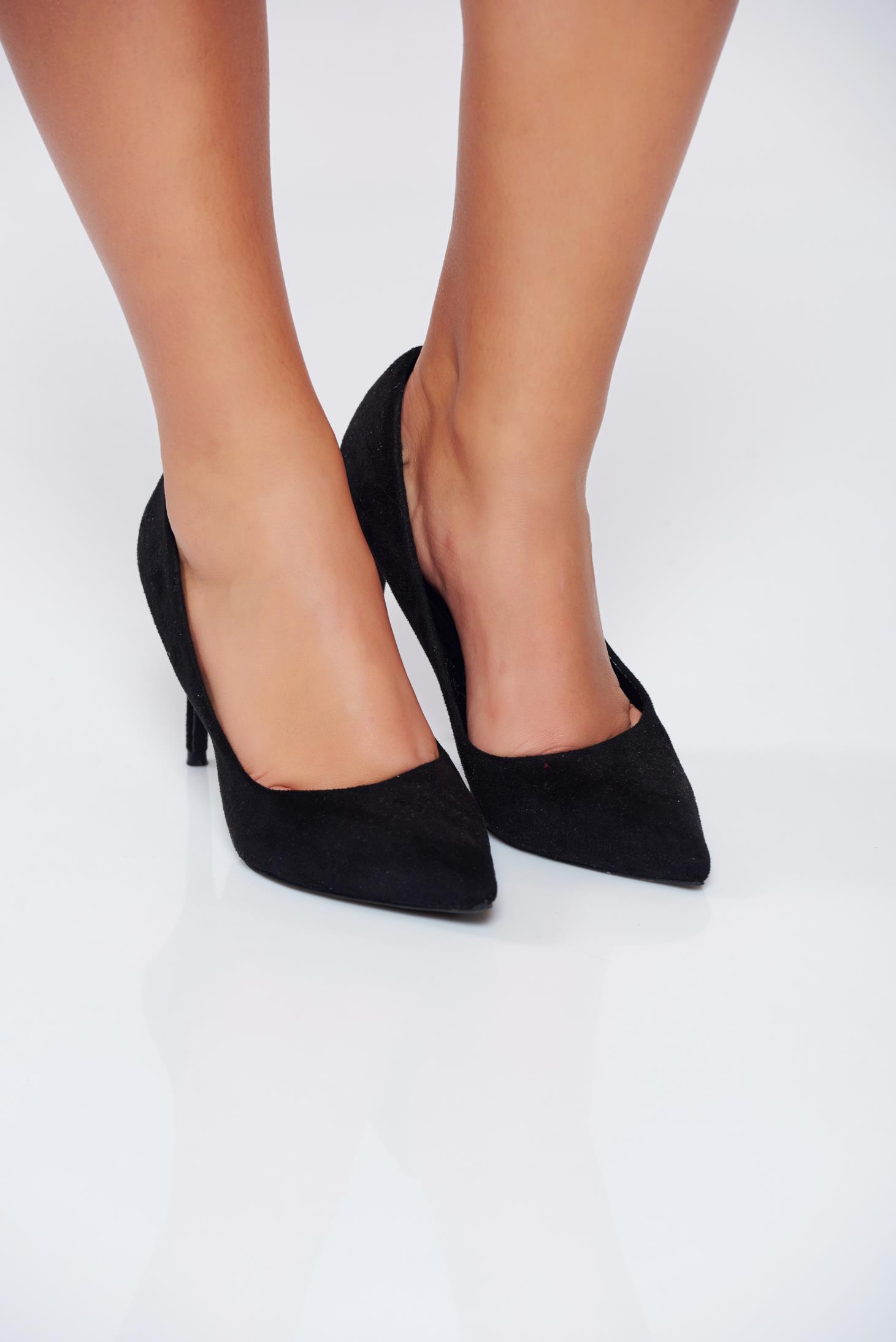 Pantofi negri office eleganti din piele ecologica cu varful usor ascutit 3 - StarShinerS.ro