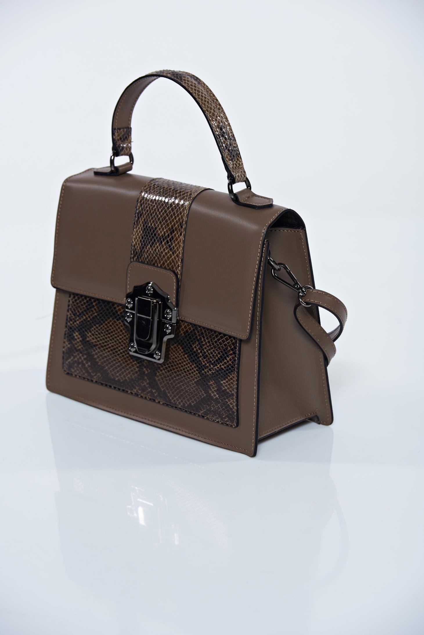 Grey casual natural leather bag short handles