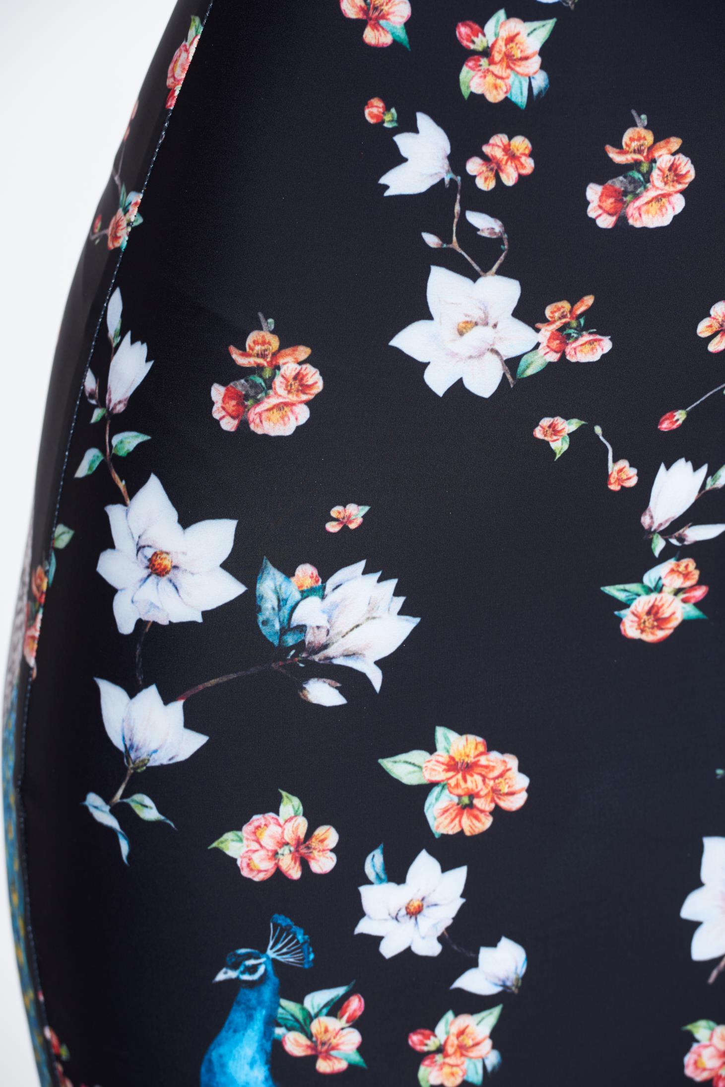 Black daily pencil dress with floral print